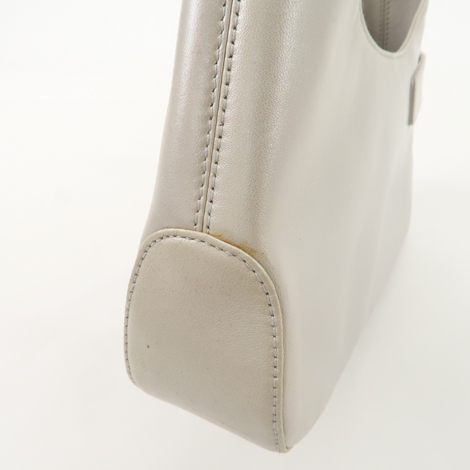 Ferragamo Gancini Leather Shoulder Bag Hand Bag Silver Used