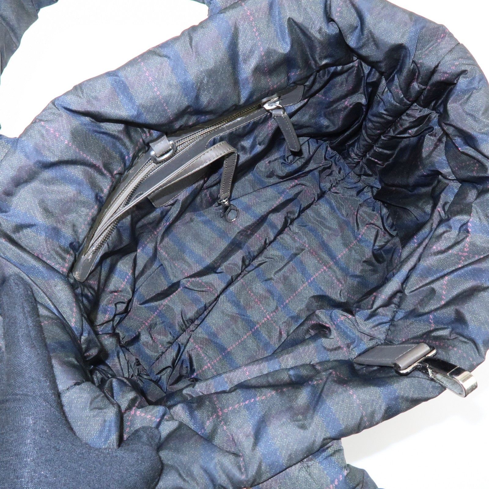CHANEL COCO Cocoon PM Nylon Tote Bag Dark Green Plaid A48610
