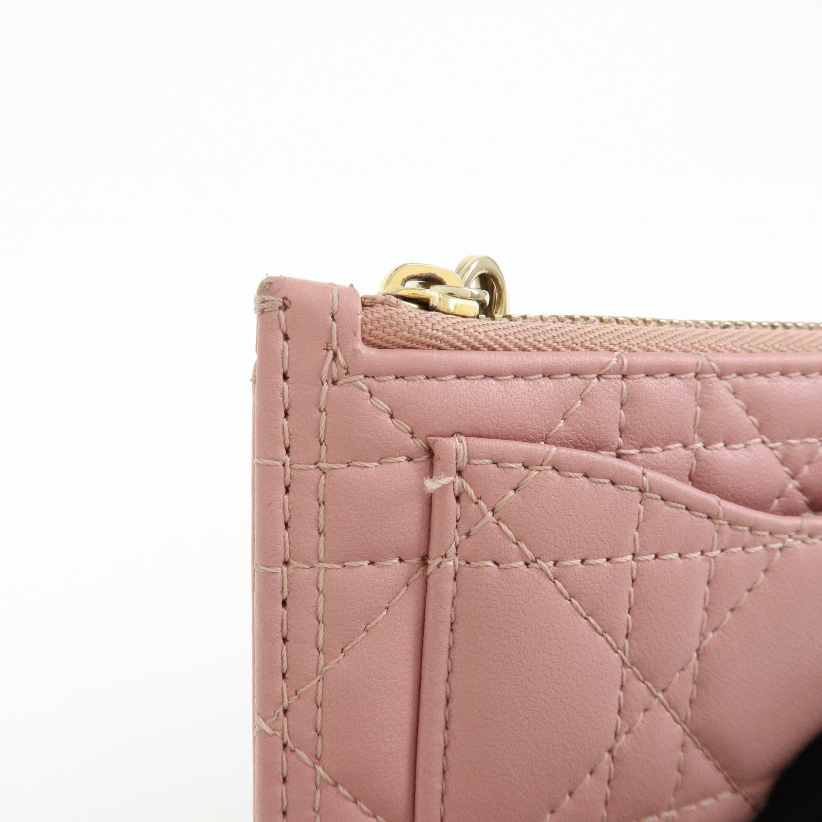Christian Dior Lady Dior Cosmos Cannage Lambskin Card Case Pink