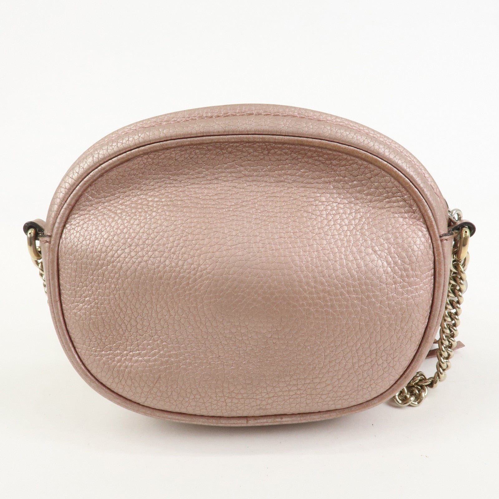 GUCCI SOHO Leather Chain Shoulder Bag Metallic Pink 353965