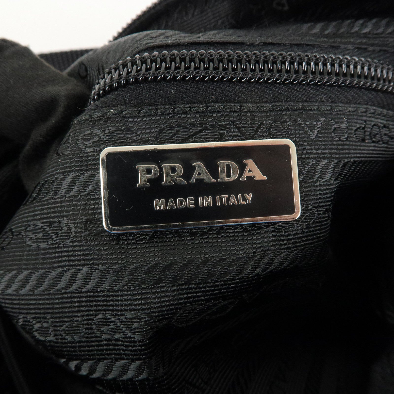 PRADA Triangle Logo Nylon Leather Shoulder bag Black