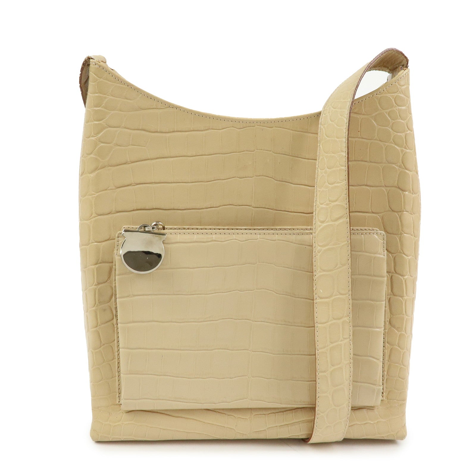 Ferragamo Gancini Embossed Leather Shoulder Bag Beige