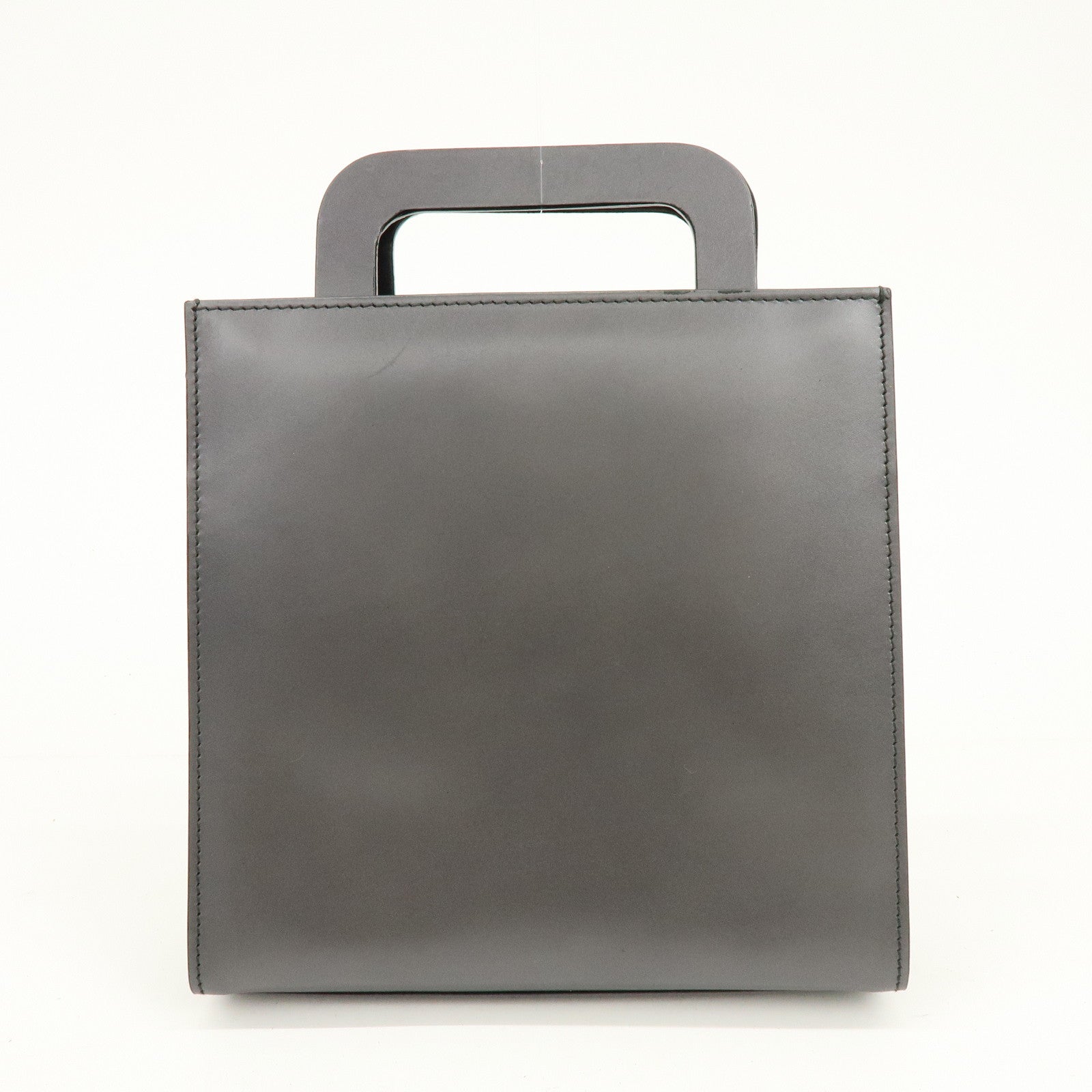 GUCCI Leather 2Way Bag Hand Shoulder Bag Silver Gray 001・1434・1855