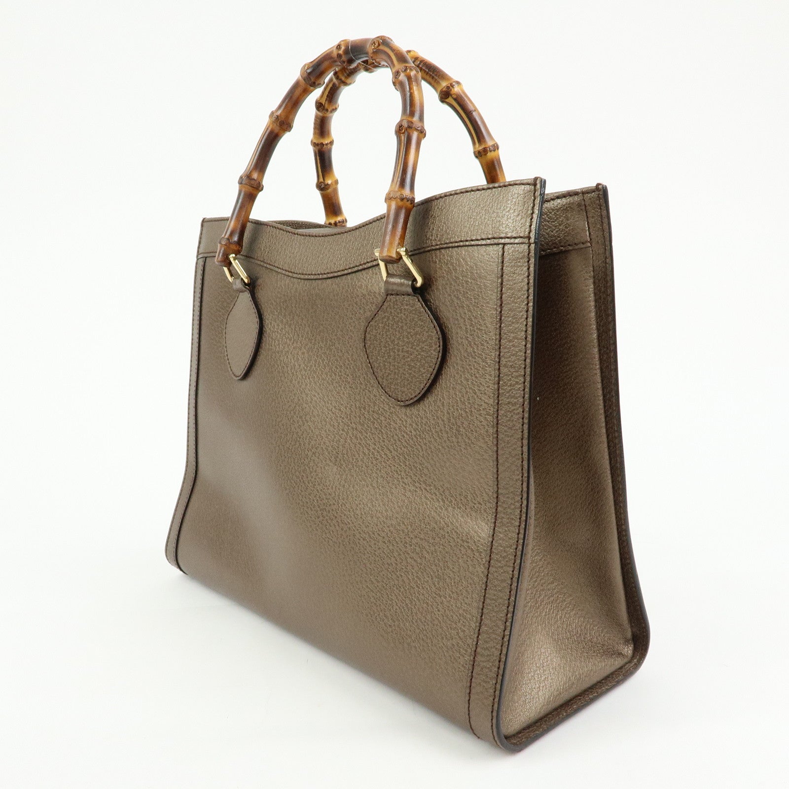 GUCCI Calf Leather Tote Bag Hand Bag Brown 002・1998・0260