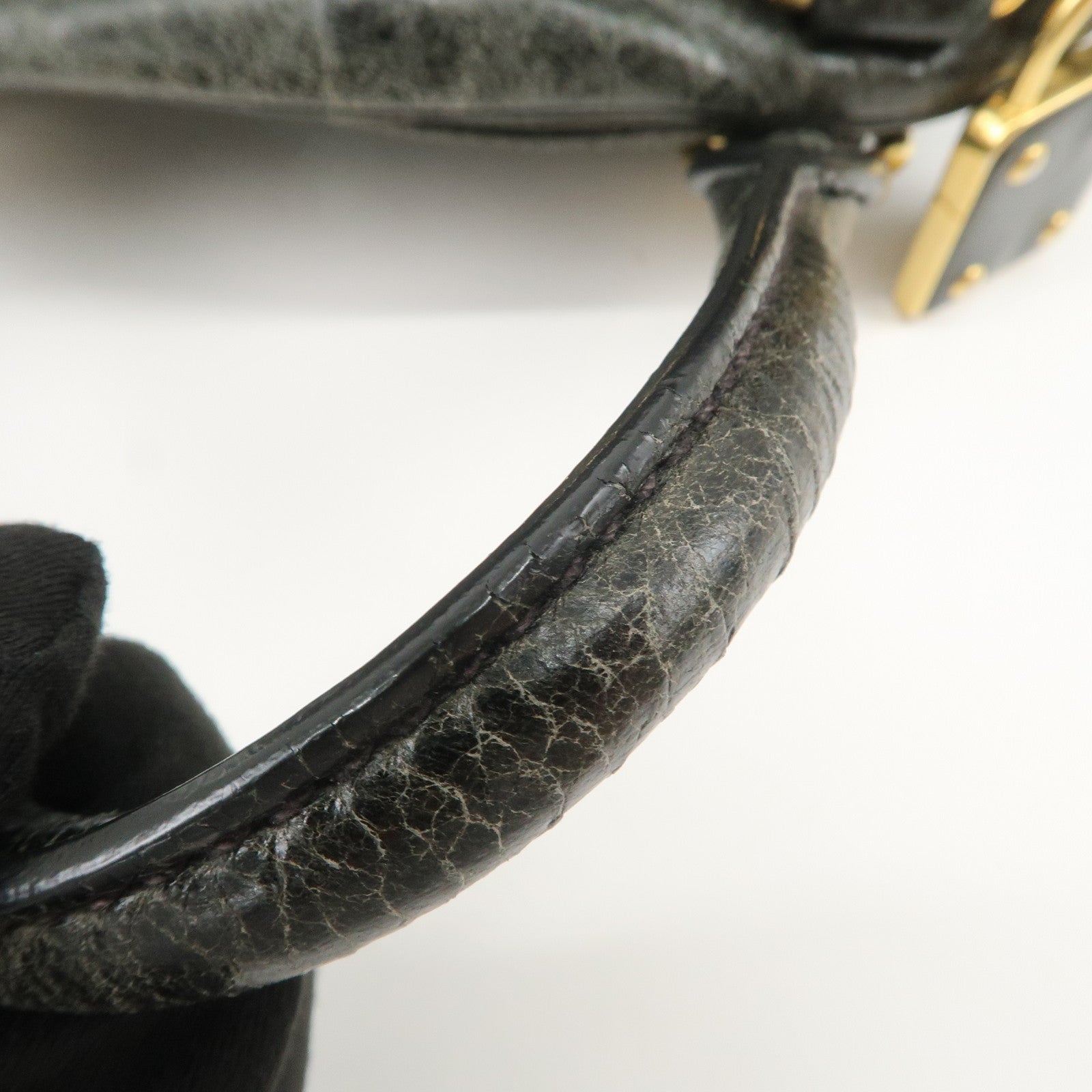 MIU MIU Logo Leather 2Way Bag Hand Bag Shoulder Bag Black