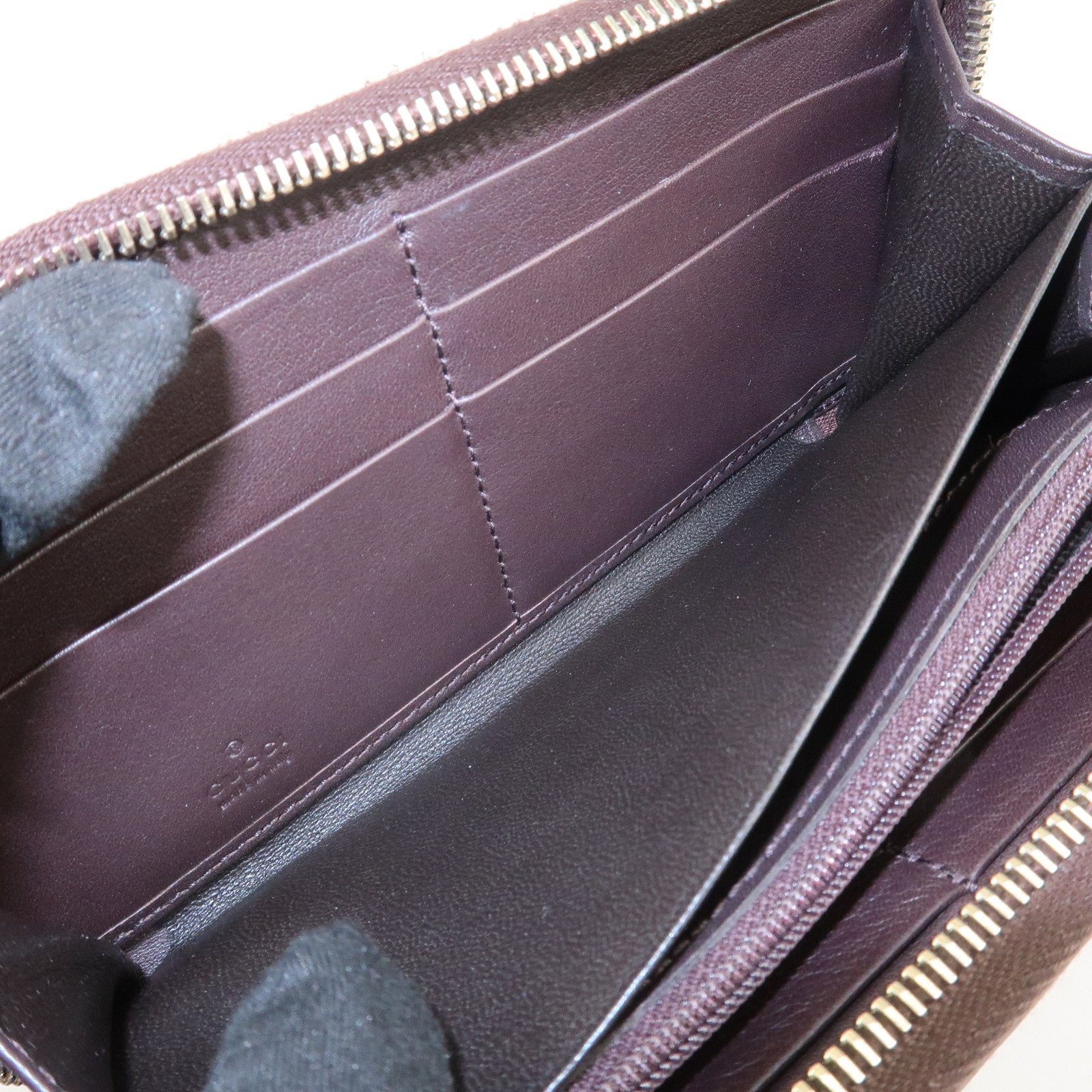 GUCCI Guccissima Leather Round Zippy Long Wallet Dark Brown 112724 Used