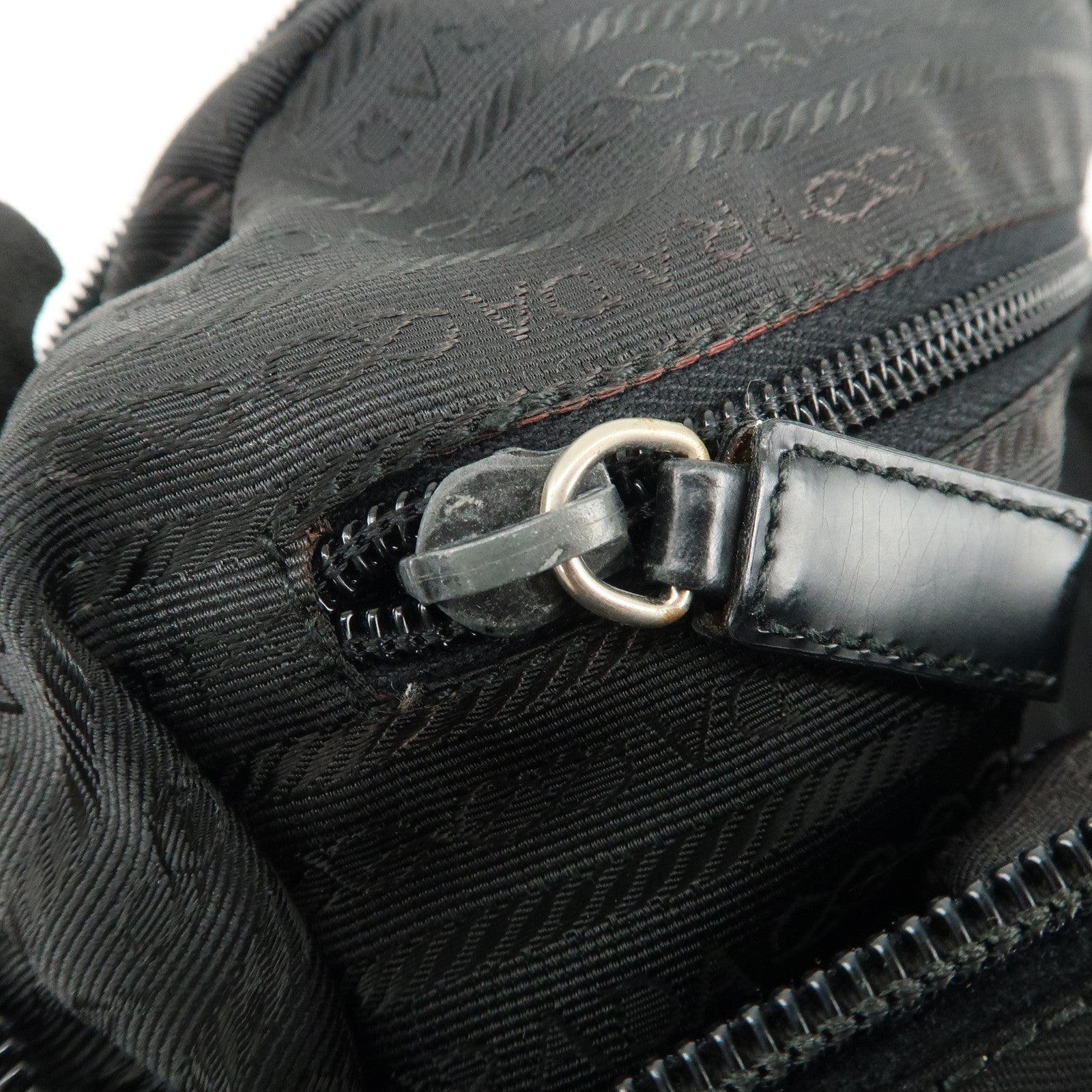 PRADA Triangle Logo Nylon Tote Bag Shoulder Bag Hand Bag Black