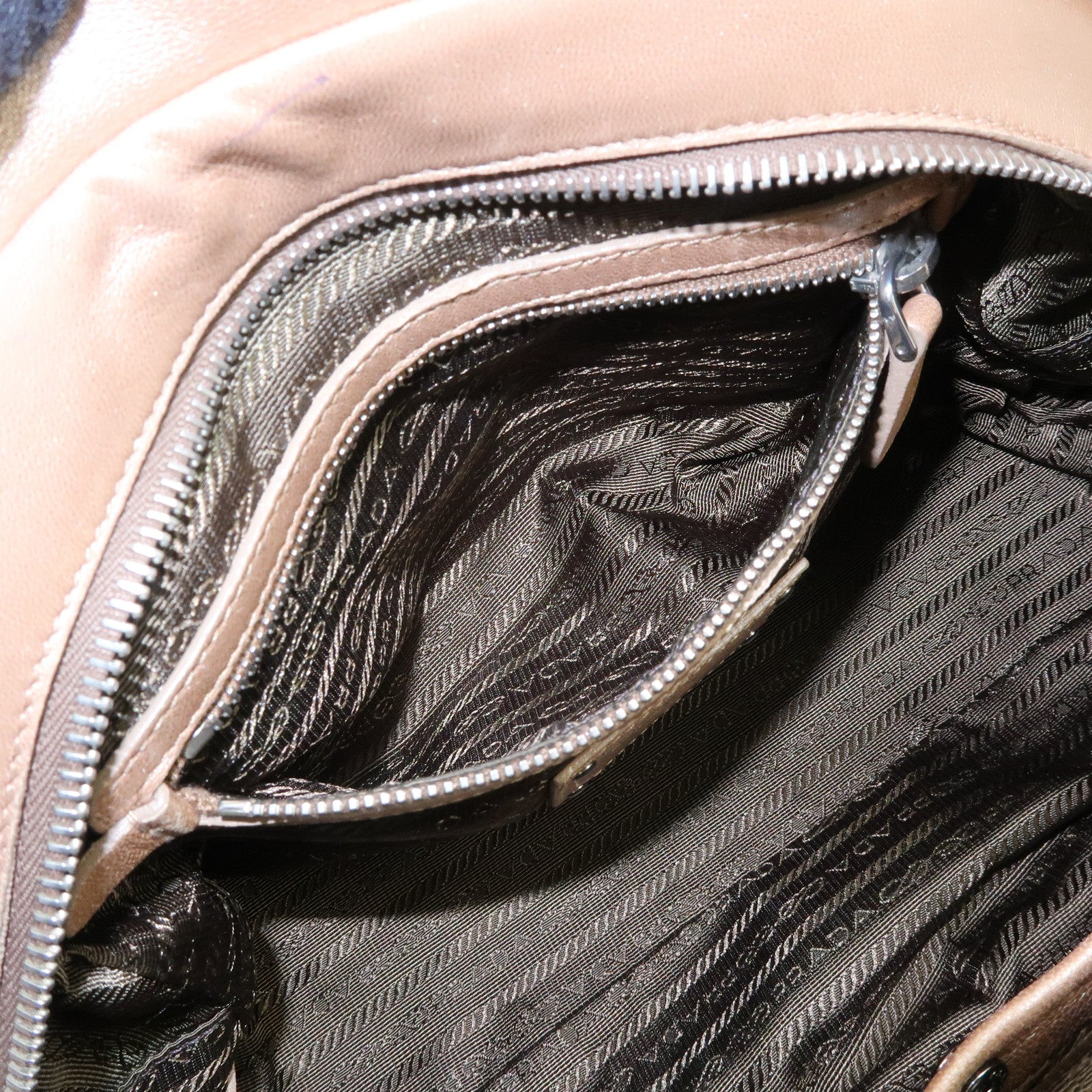 PRADA Frilled Leather Tote Bag Hand Bag Champagne Gold
