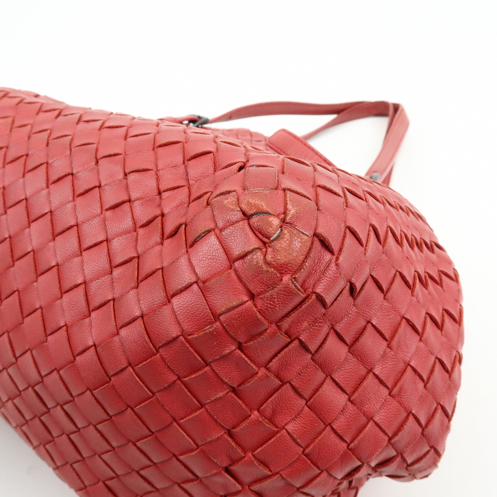 BOTTEGA VENETA Intrecciato Leather Tote Bag Shoulder Bag Red