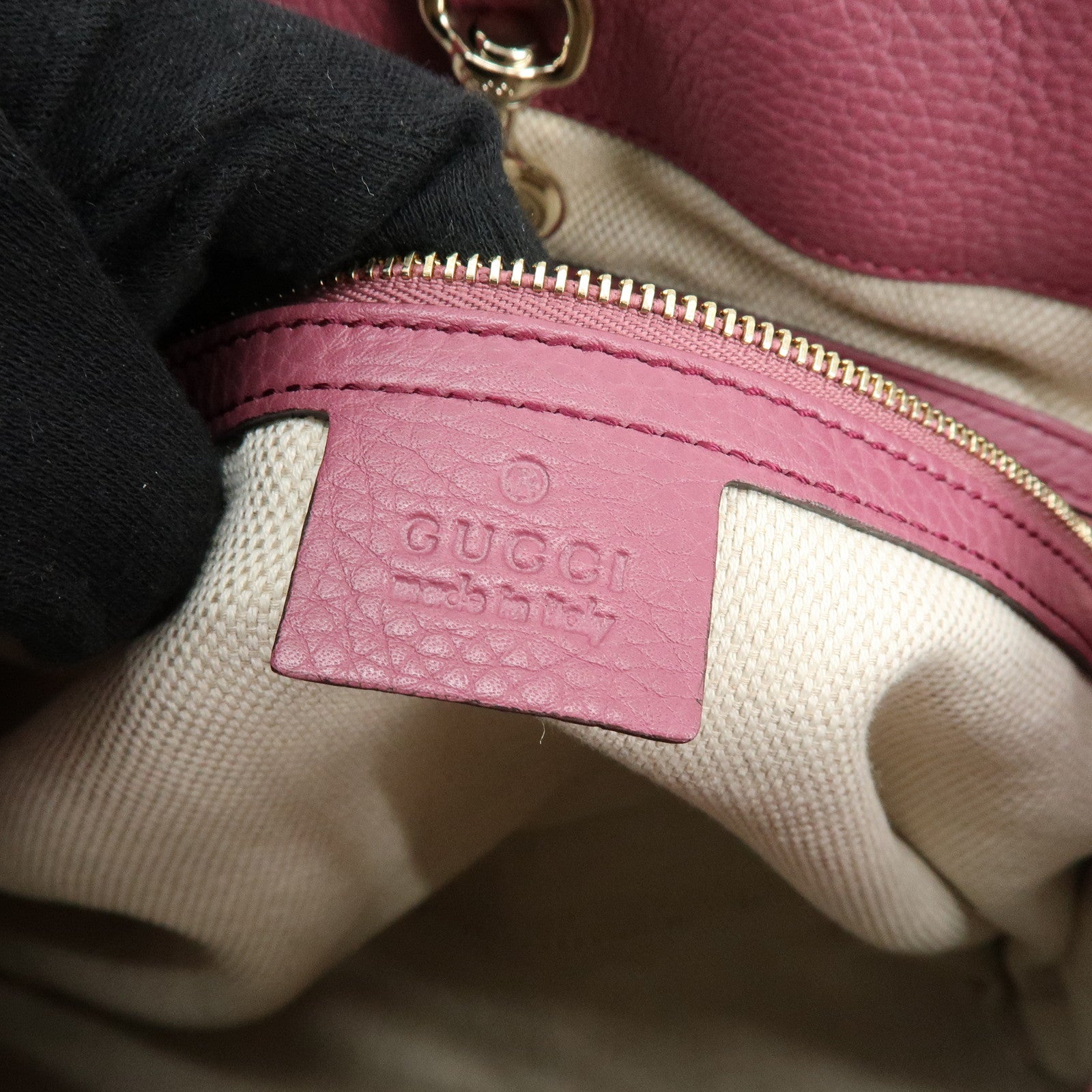 GUCCI SOHO Interlocking G Leather Chain Shoulder Bag Purple 308982