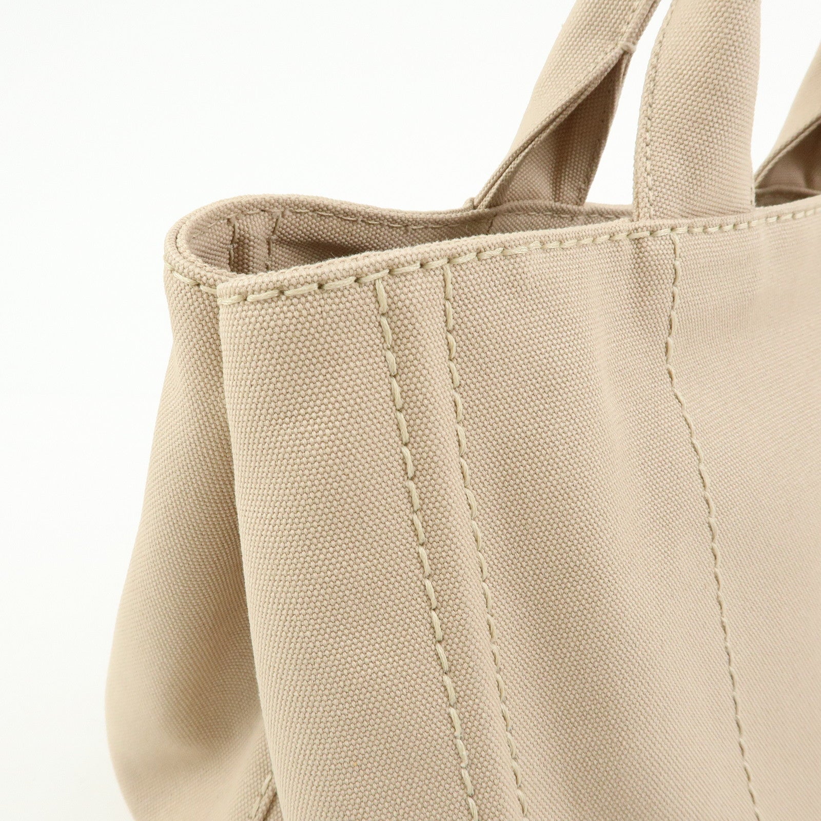 PRADA Canapa Triangle Logo 2Way Tote Hand Shoulder Bag Beige B1877G