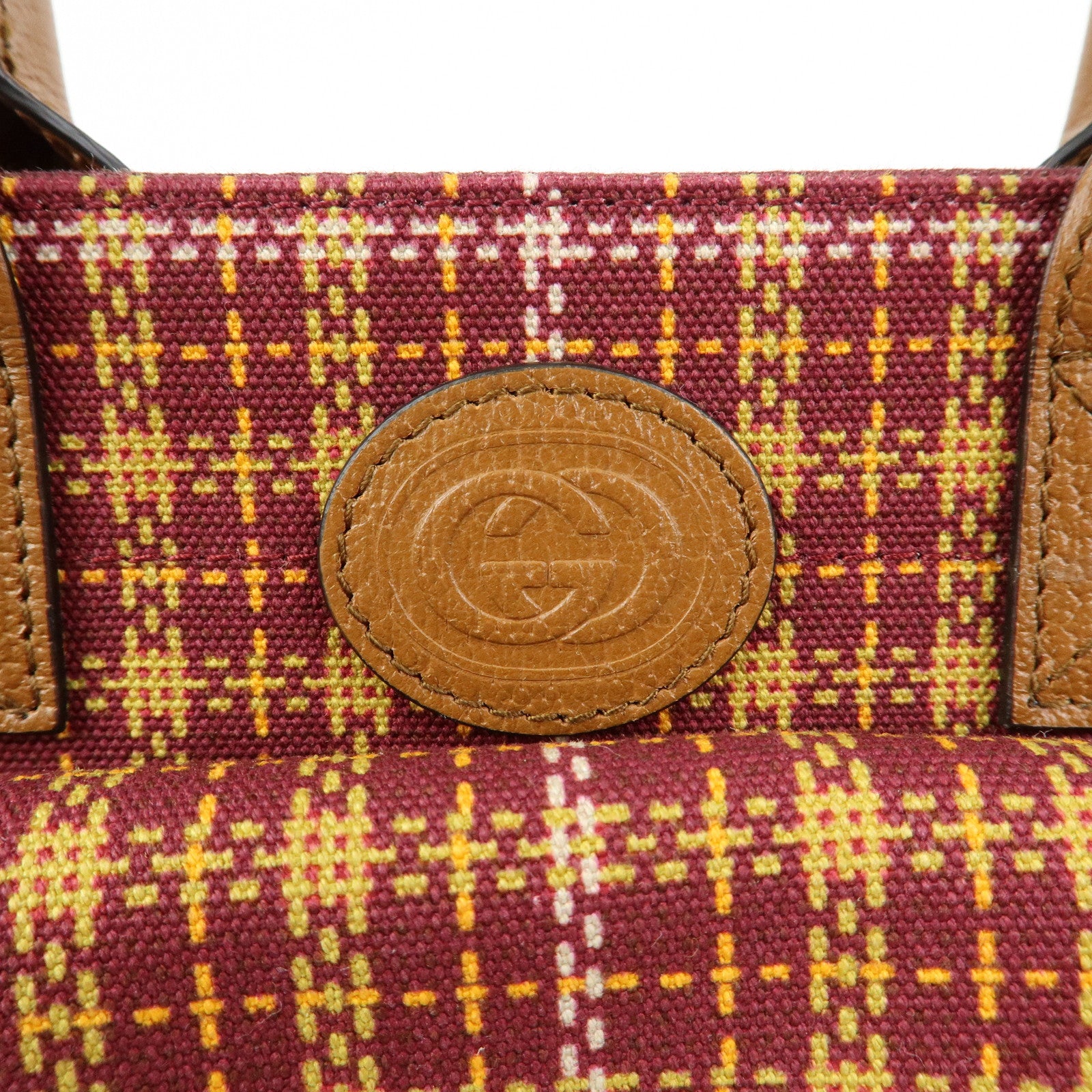 GUCCI Children’s Canvas Leather Tote Bag Bordeaux Brown 628150