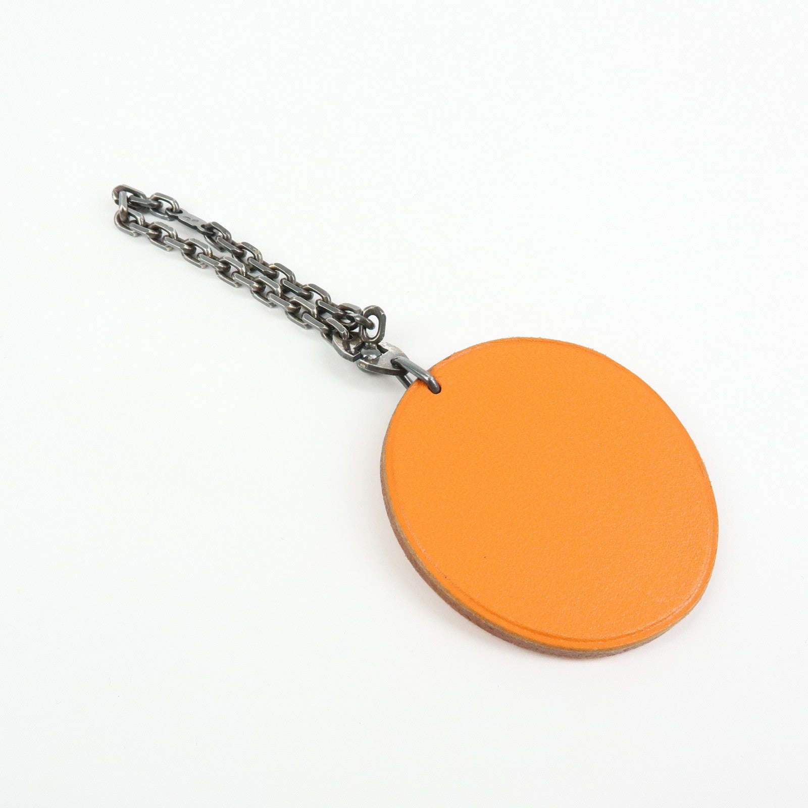 HERMES Leather Bag Charm Key Charm Key Holder Orange Green