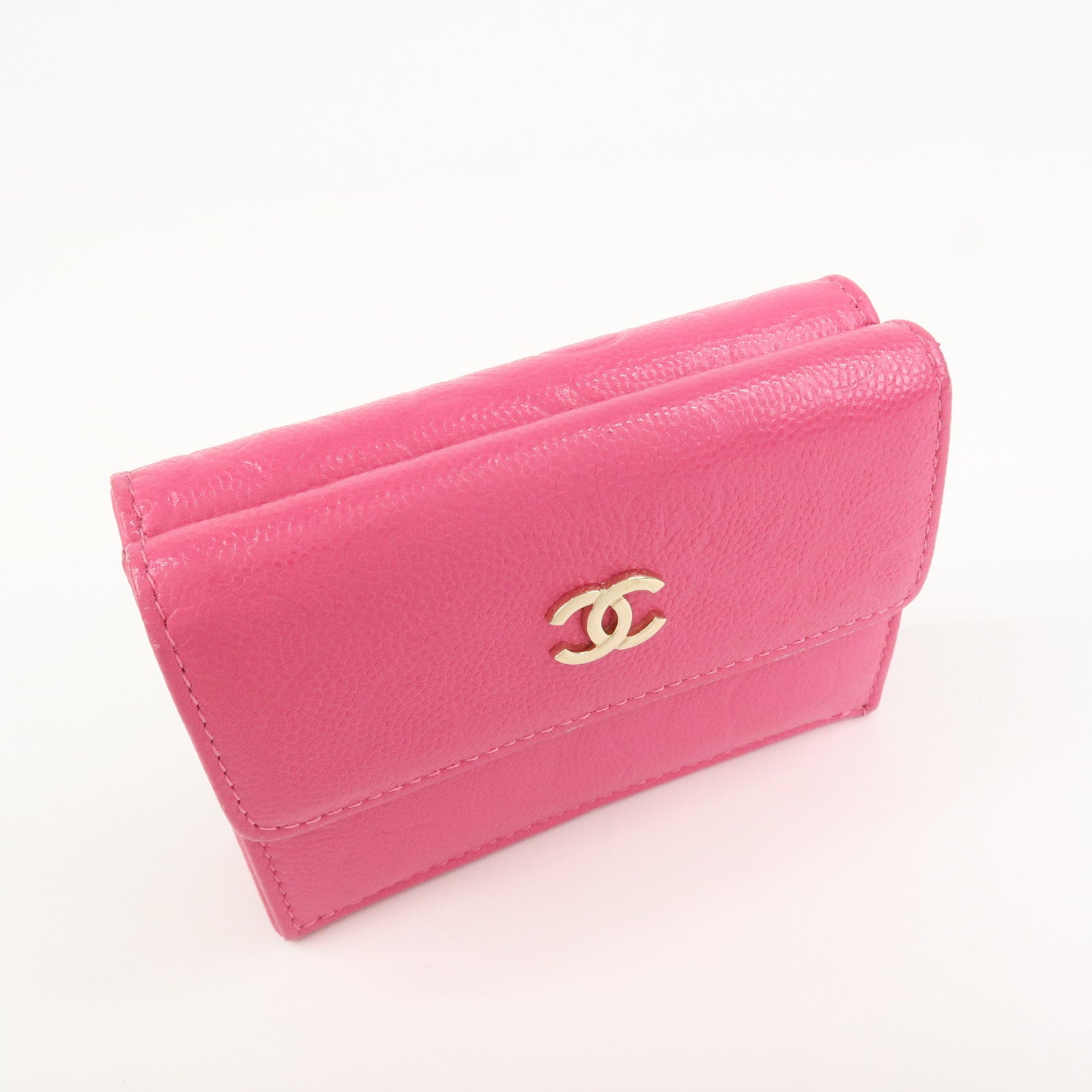 CHANEL COCO Mark Camellia Tri-fold Compact Wallet Pink AP0116