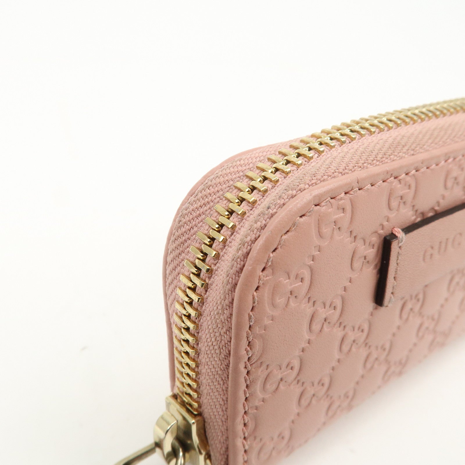 GUCCI Micro Guccissima Leather Coin Case Coin Purse Pink 449896