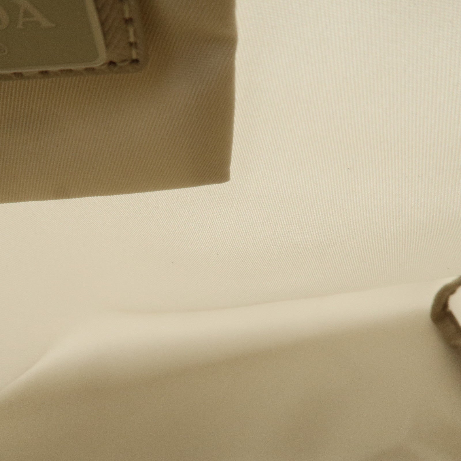 PRADA Triangle Logo Nylon Cosmetic Pouch Makeup Bag Ivory 1NA012