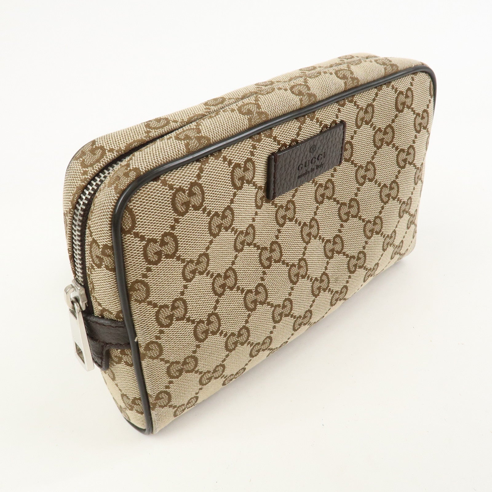 GUCCI GG Canvas Leather Waist Bag Crossbody Bag Beige Brown 449174