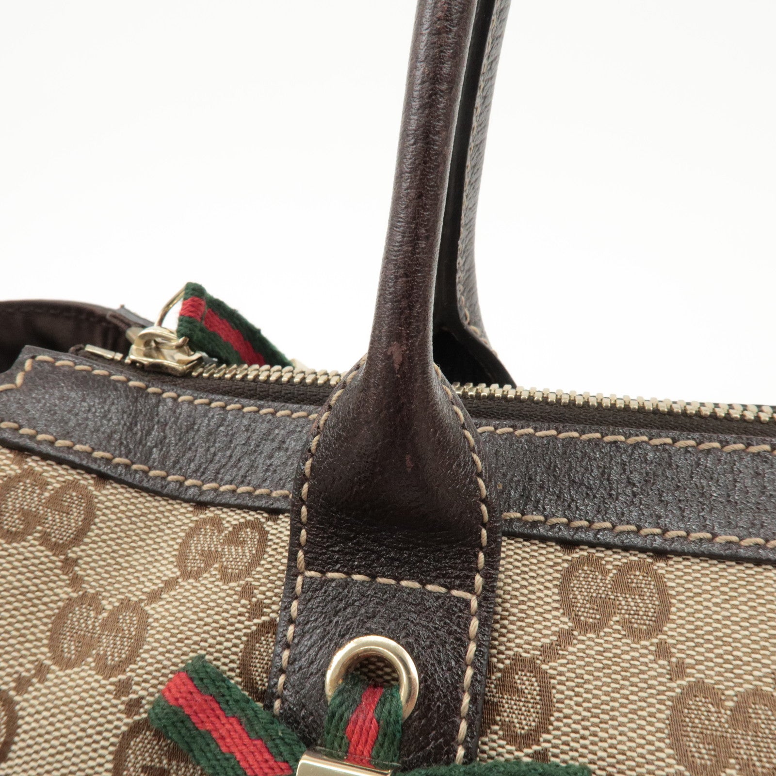 GUCCI Princy Sherry GG Canvas Leather Tote Bag Beige 177052 Used