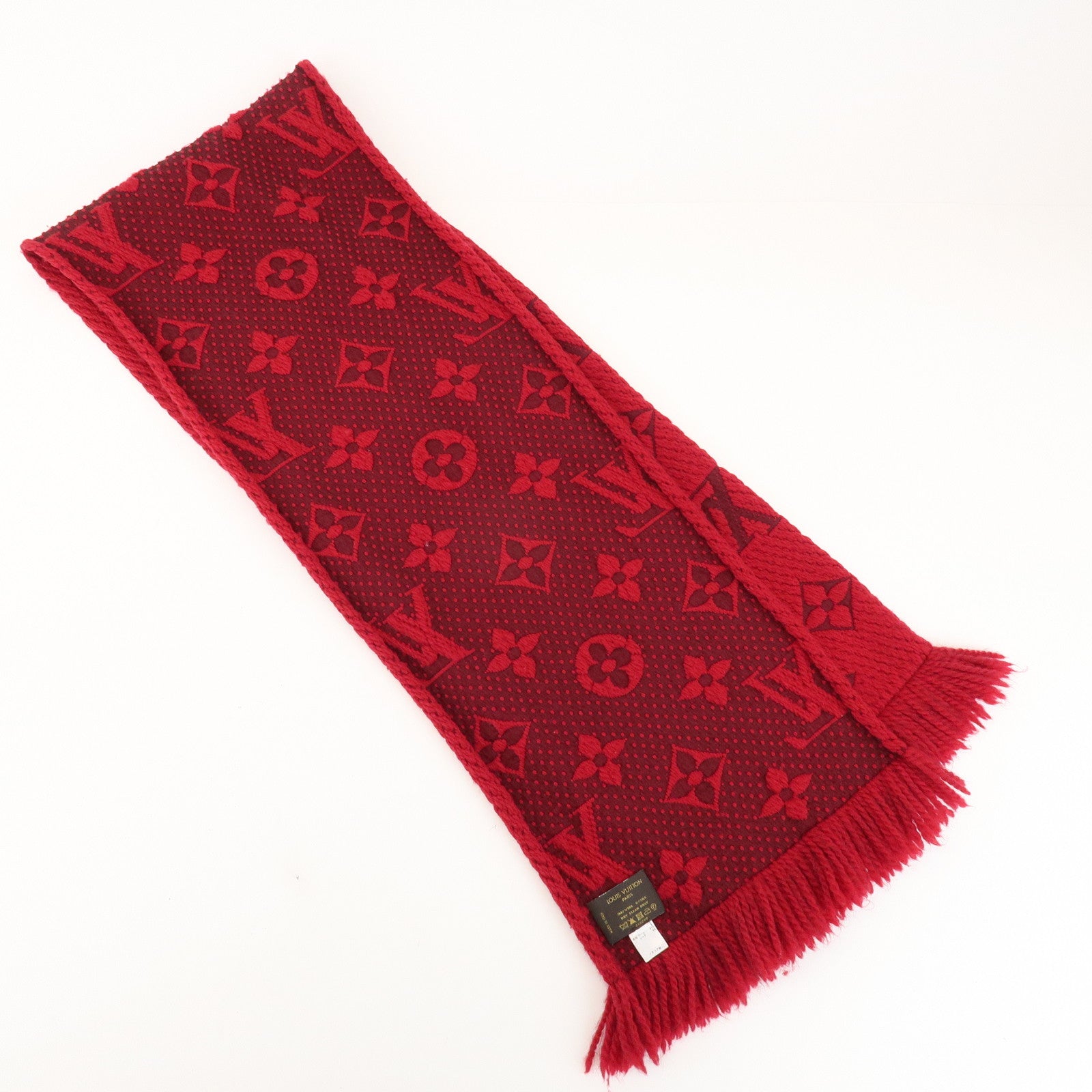 Louis Vuitton Echarpe Logomania Monogram Wool Silk Scarf Ruby Red