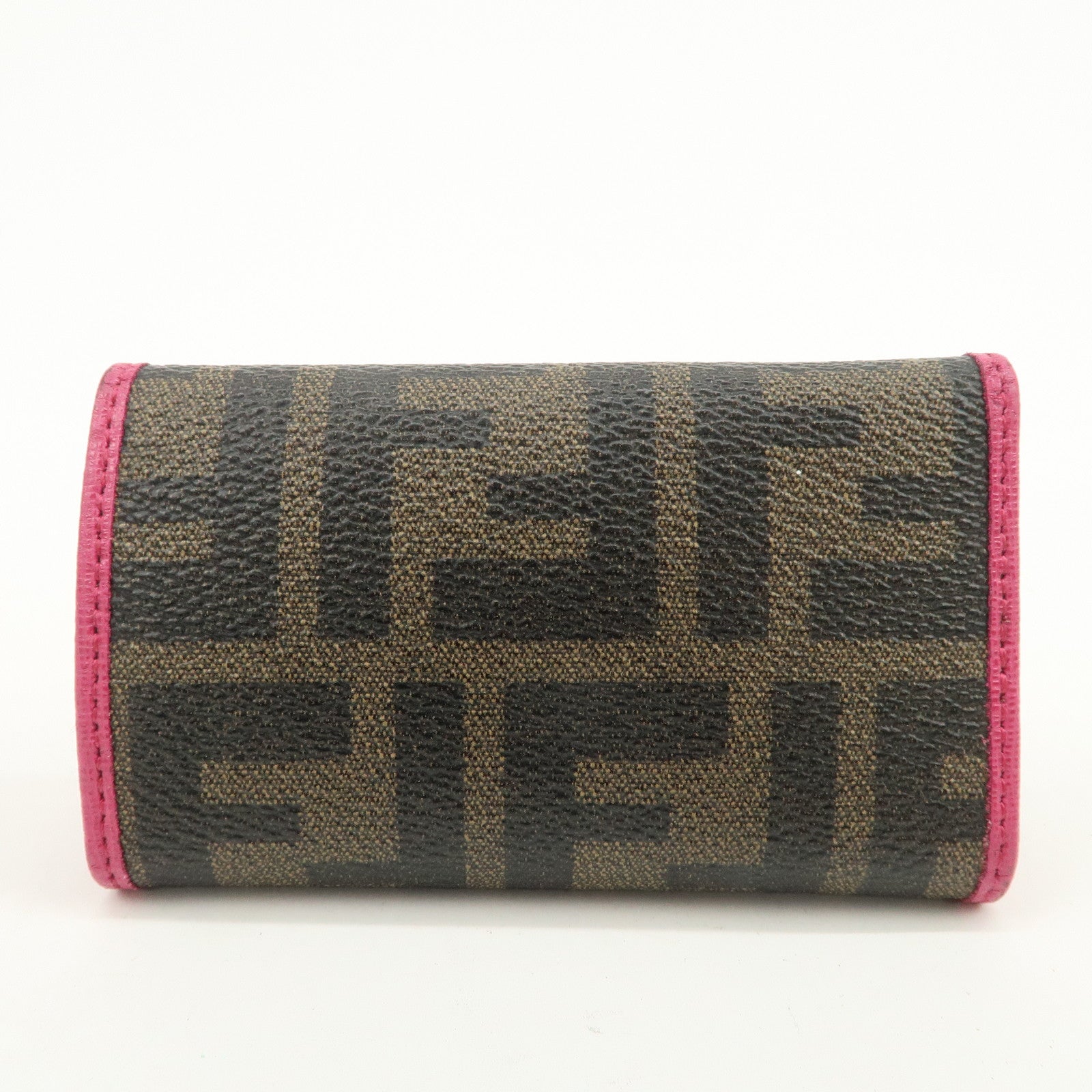 FENDI Zucca PVC Coating Canvas Leather 6 Rings Key Case 8AP079
