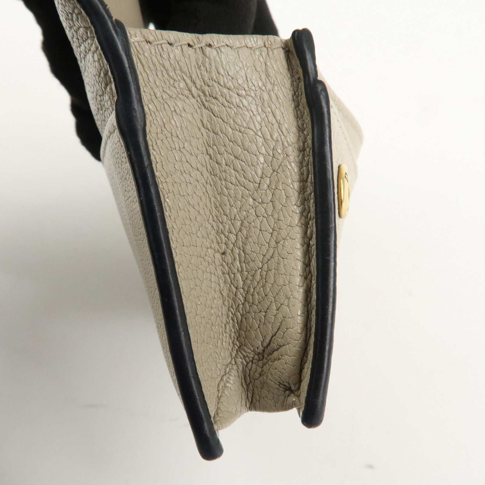 Christian Dior Leather Card Case Beige Gold HDW 44-MA-0248 Used