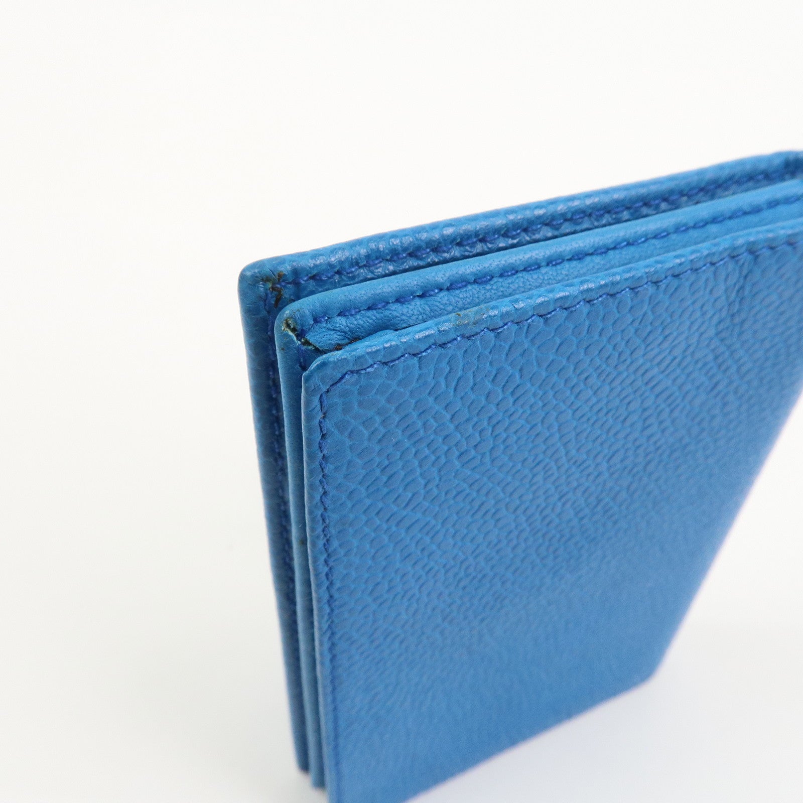 CHANEL COCO Mark Caviarskin Card Case Card Holder Blue
