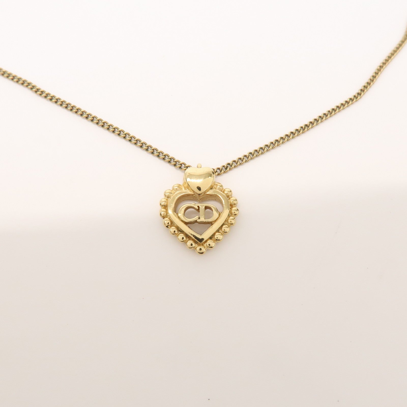 Christian Dior CD Logo Heart Metal Necklace Choker Gold