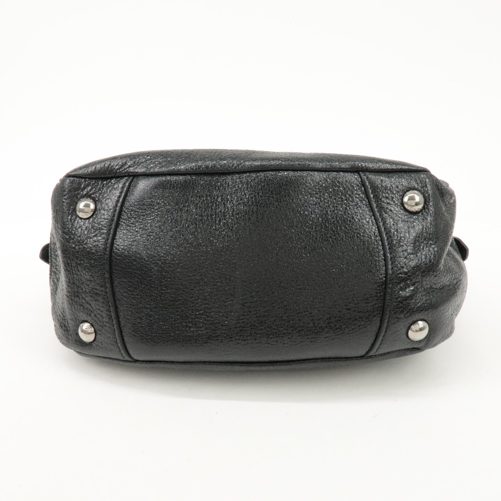 PRADA Logo Leather Chain Shoulder Bag Hand Bag Black BR4370 Used