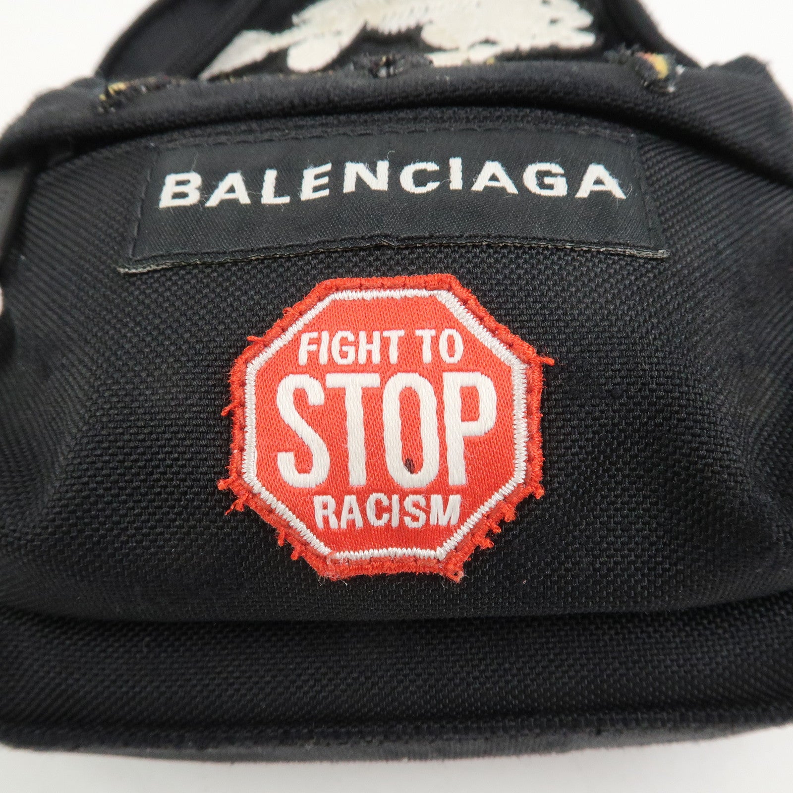 BALENCIAGA Logo Nylon Explorer Mini Shoulder Bag Black 656060