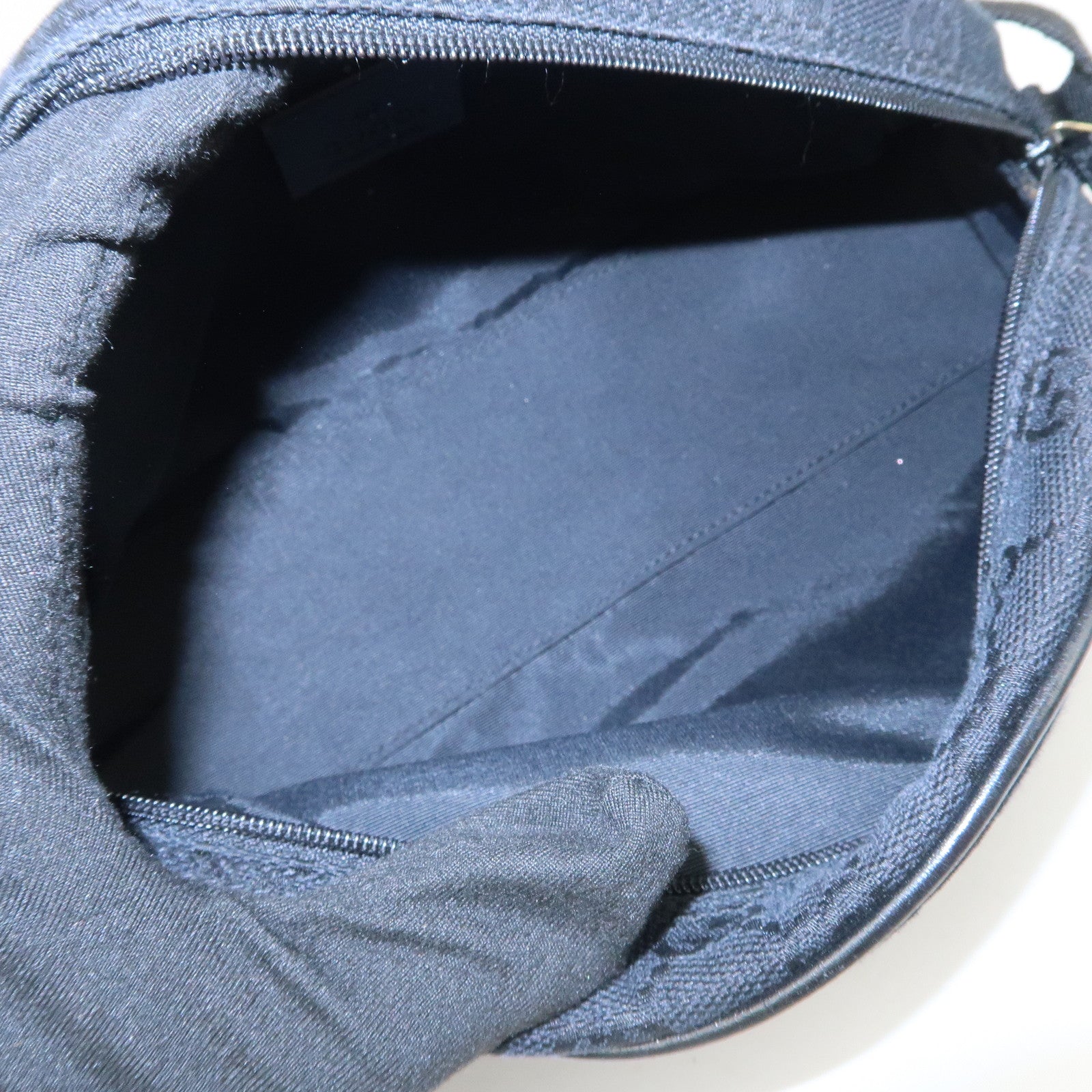 GUCCI GG Monogram Half Moon Shoulder Bag Hand Bag Black 90781