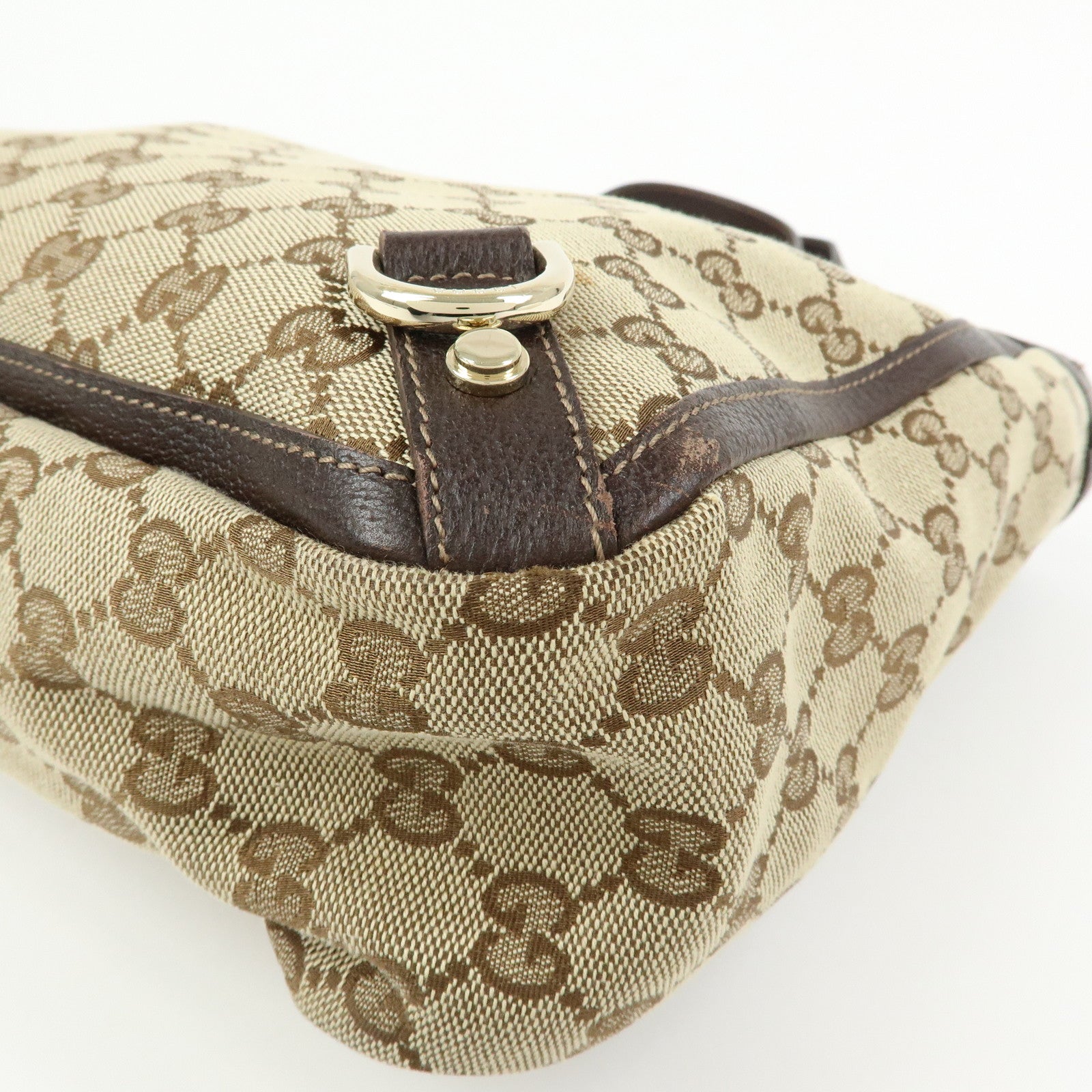 GUCCI GG Canvas Leather Tote Bag Shoulder Bag Beige Brown 170004