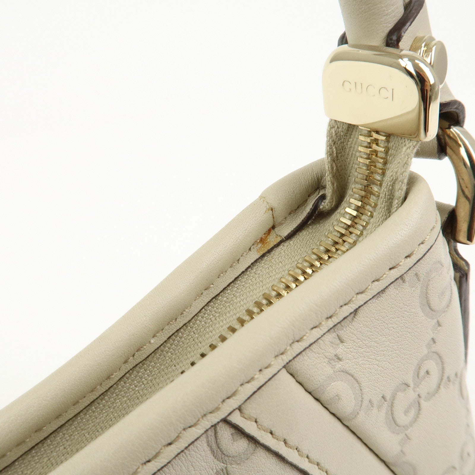 GUCCI Abbey Guccissima Leather Shoulder Bag Hand Bag Ivory 130939