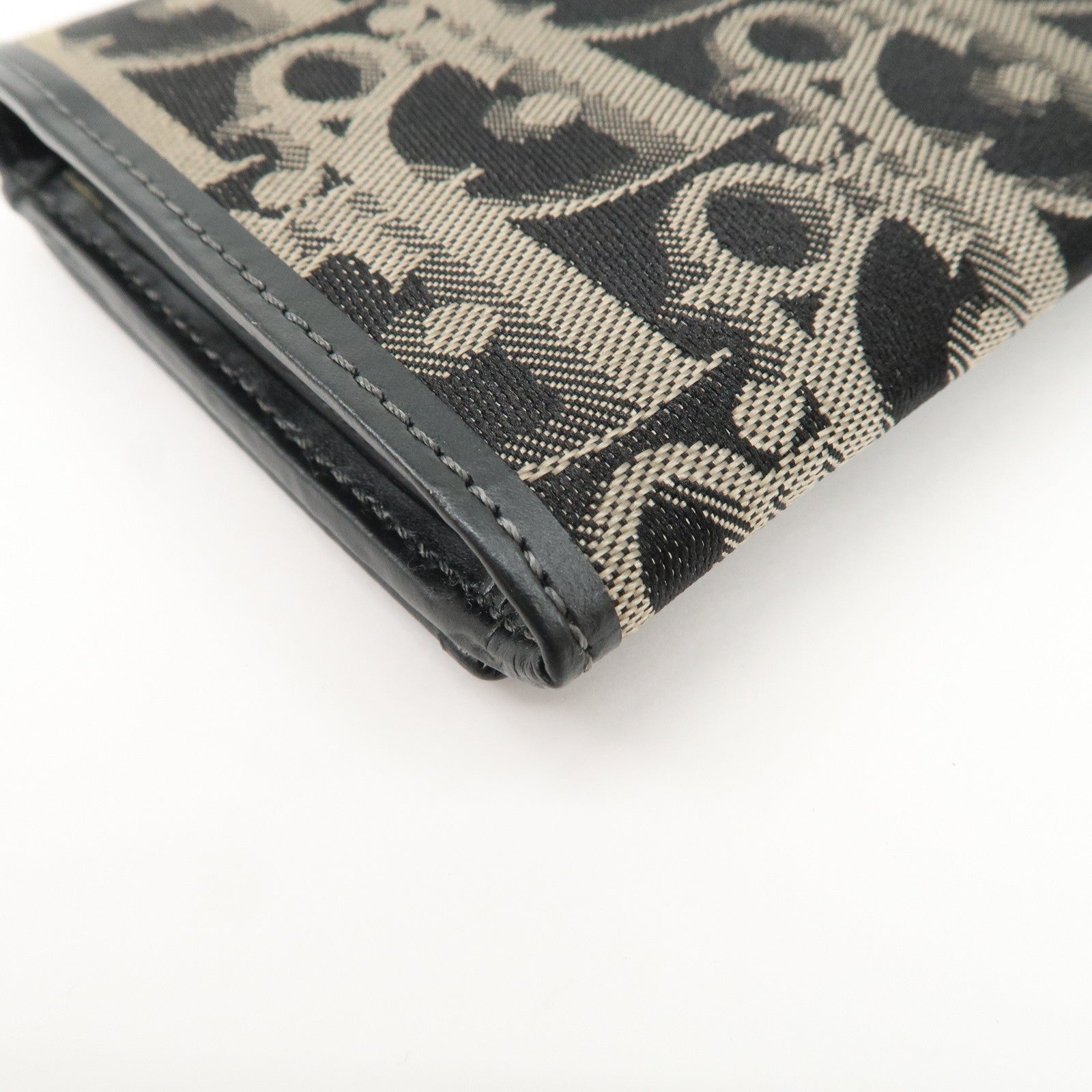 Christian Dior Oblique Canvas Leather Wallet Black Beige