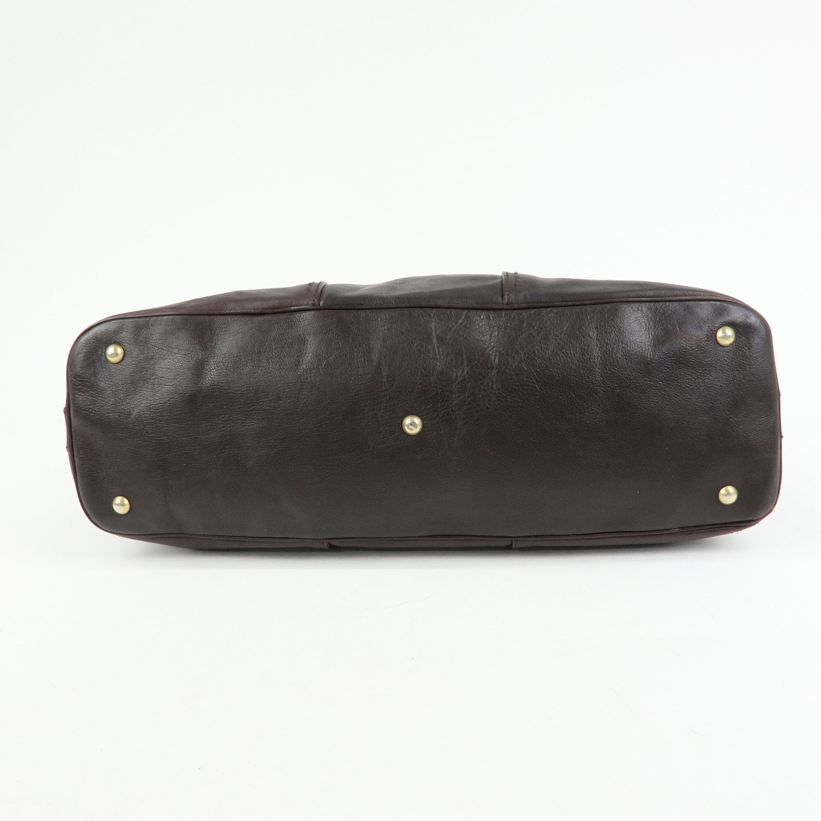 SAINT LAURENT PARIS Muse Leather Hand Bag Shoulder Bag Dark Brown