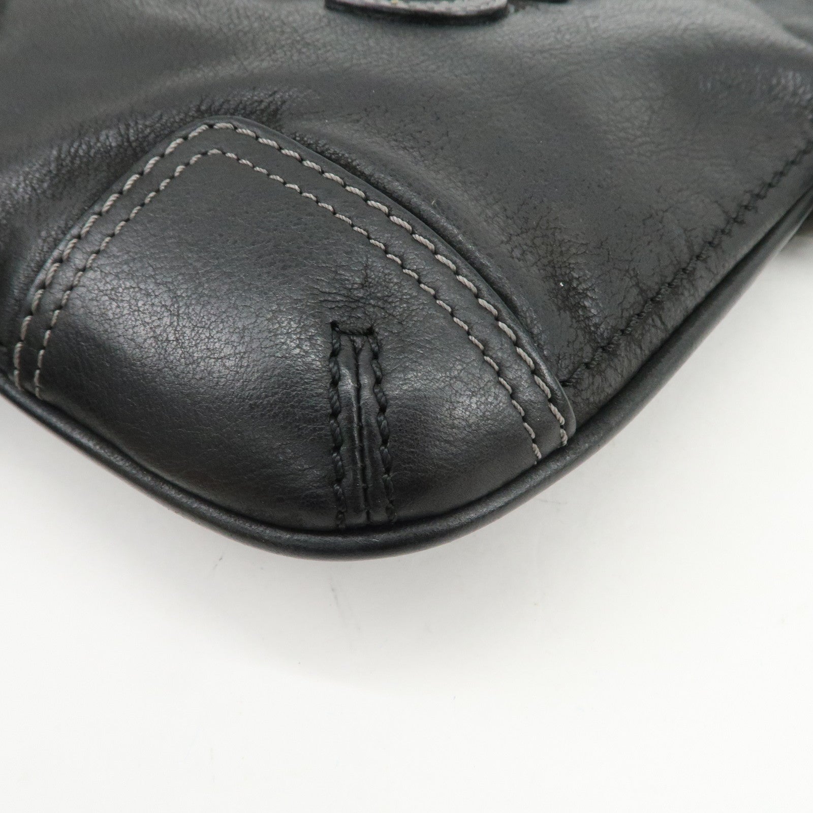 LOEWE Anagram Leather Canvas Shoulder Bag Crossbody Black