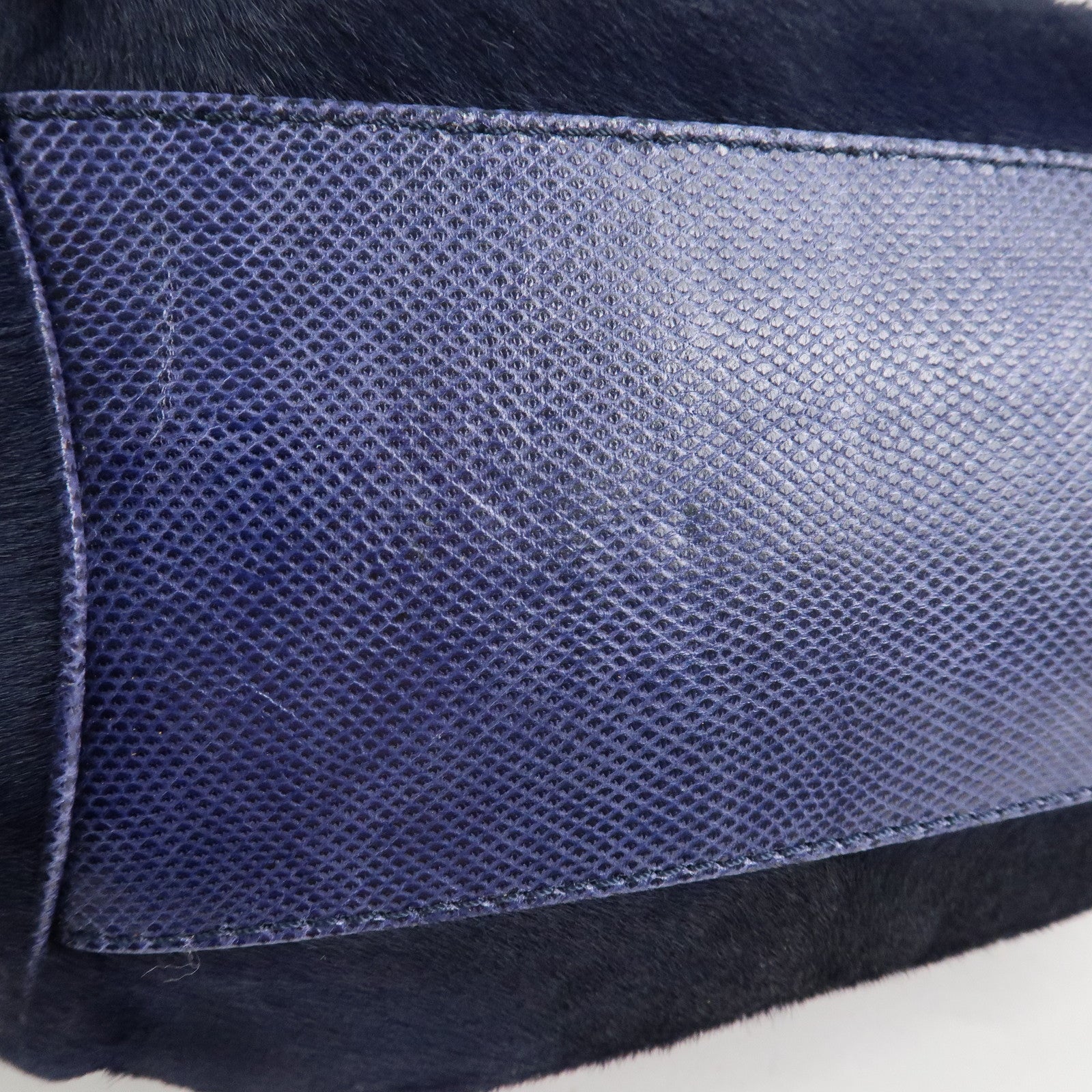 LOEWE Logo Unborn Calf Leather Hand Bag Charm Shoulder Bag Navy