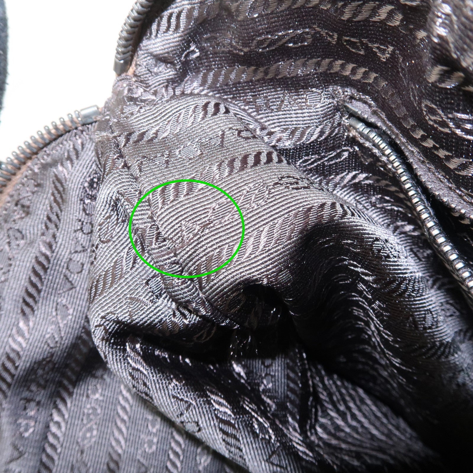 PRADA Triangle Logo Canvas Leather Shoulder Bag Orange Beige Used