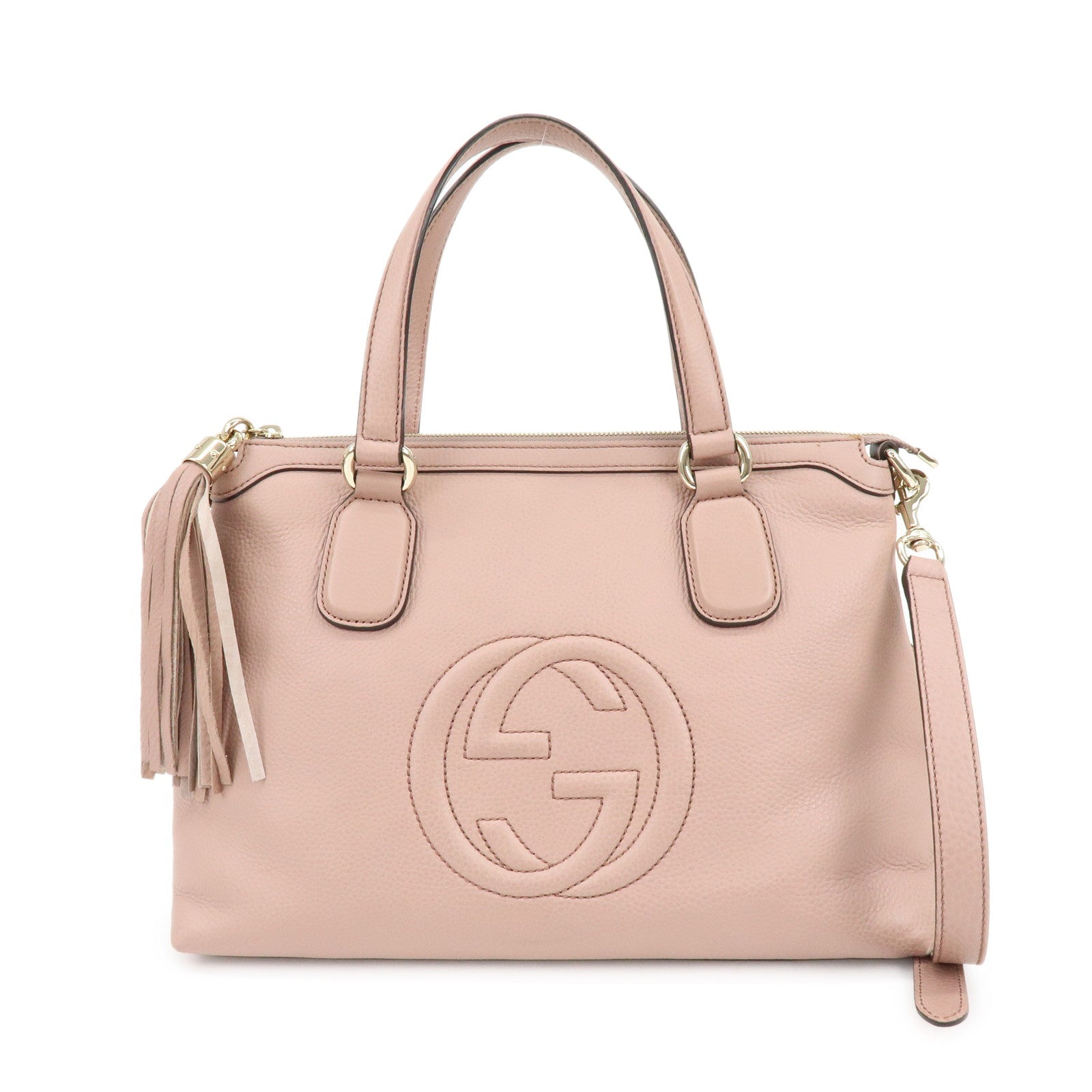 GUCCI SOHO Interlocking G Leather 2Way Hand Bag Pink 308362