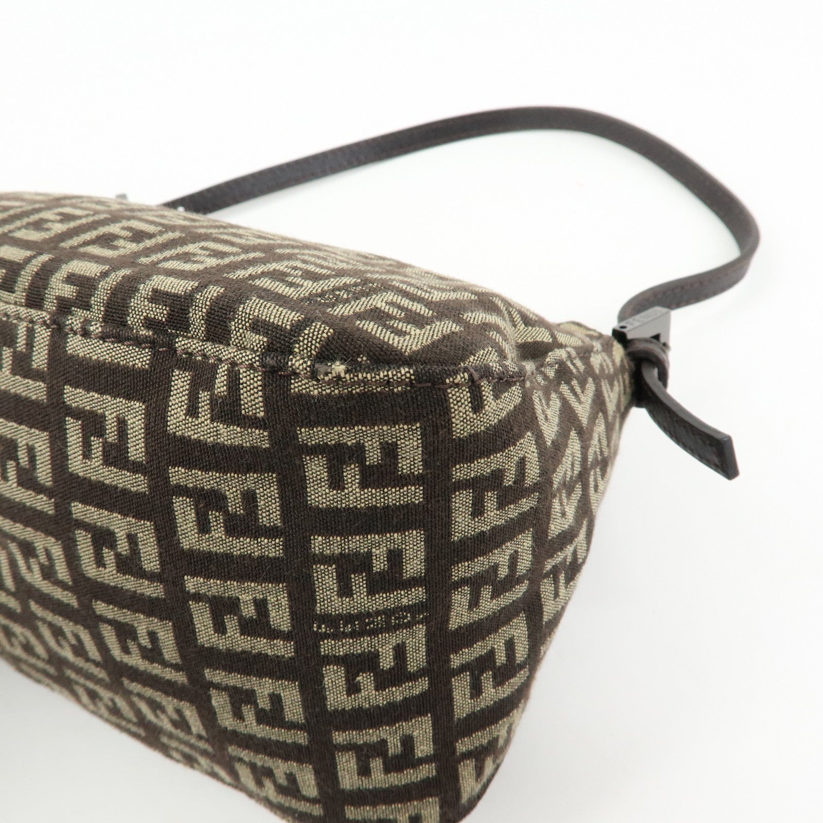 FENDI Mini Mamma Baguette Zucchino Canvas Shoulder Bag 8BR180