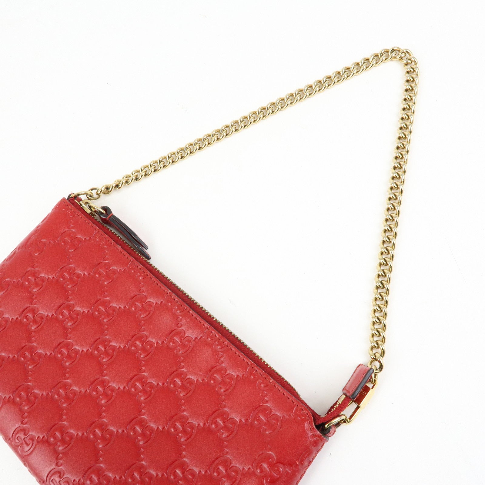 GUCCI Guccissima Leather Chain Shoulder Bag Wallet Red 428449