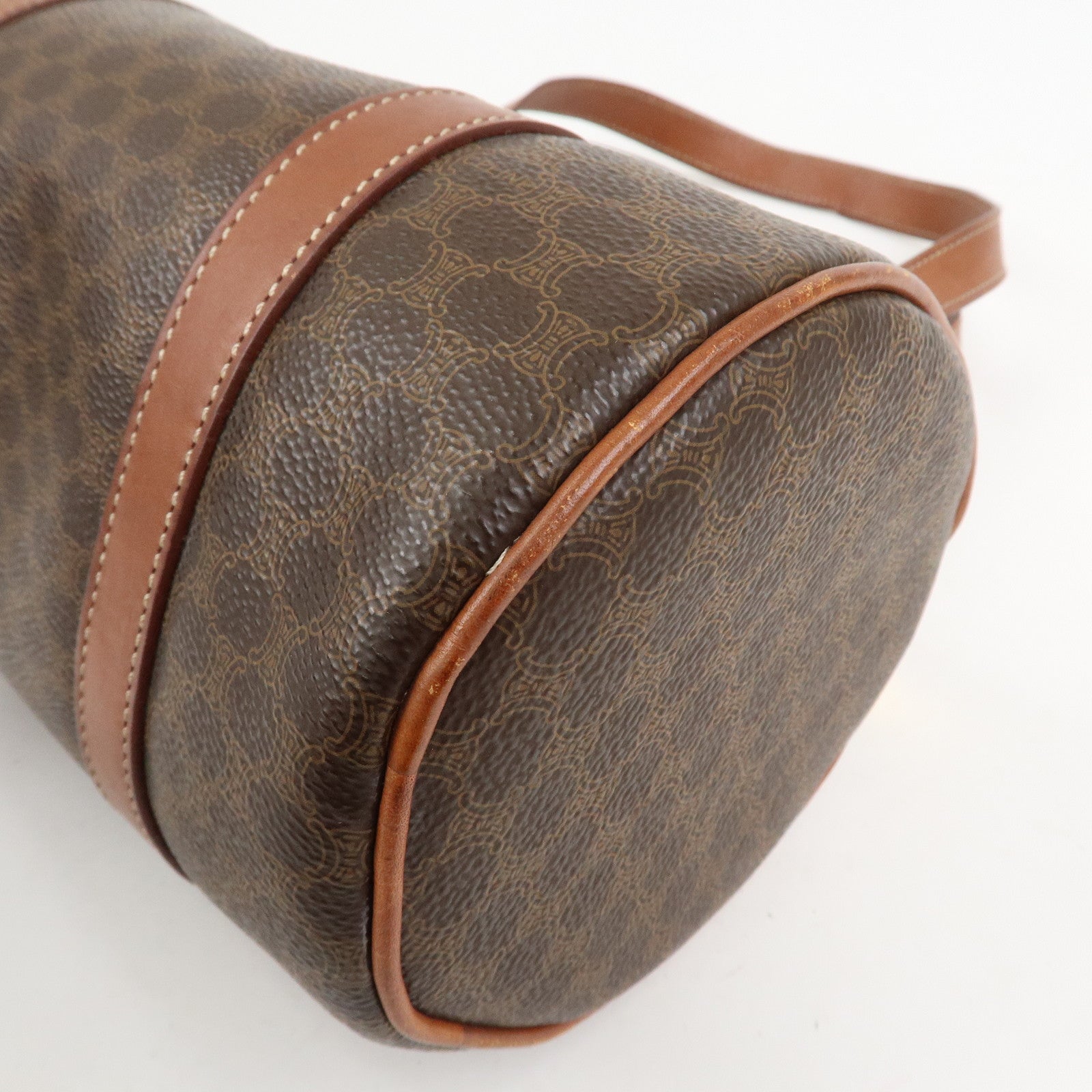 CELINE Macadam PVC Leather Hand Bag Boston Bag Brown