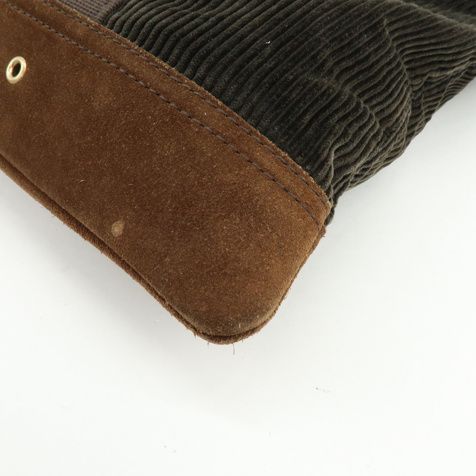 SAINT LAURENT PARIS Cassandra Corduroy Suede Tote Bag Dark Green