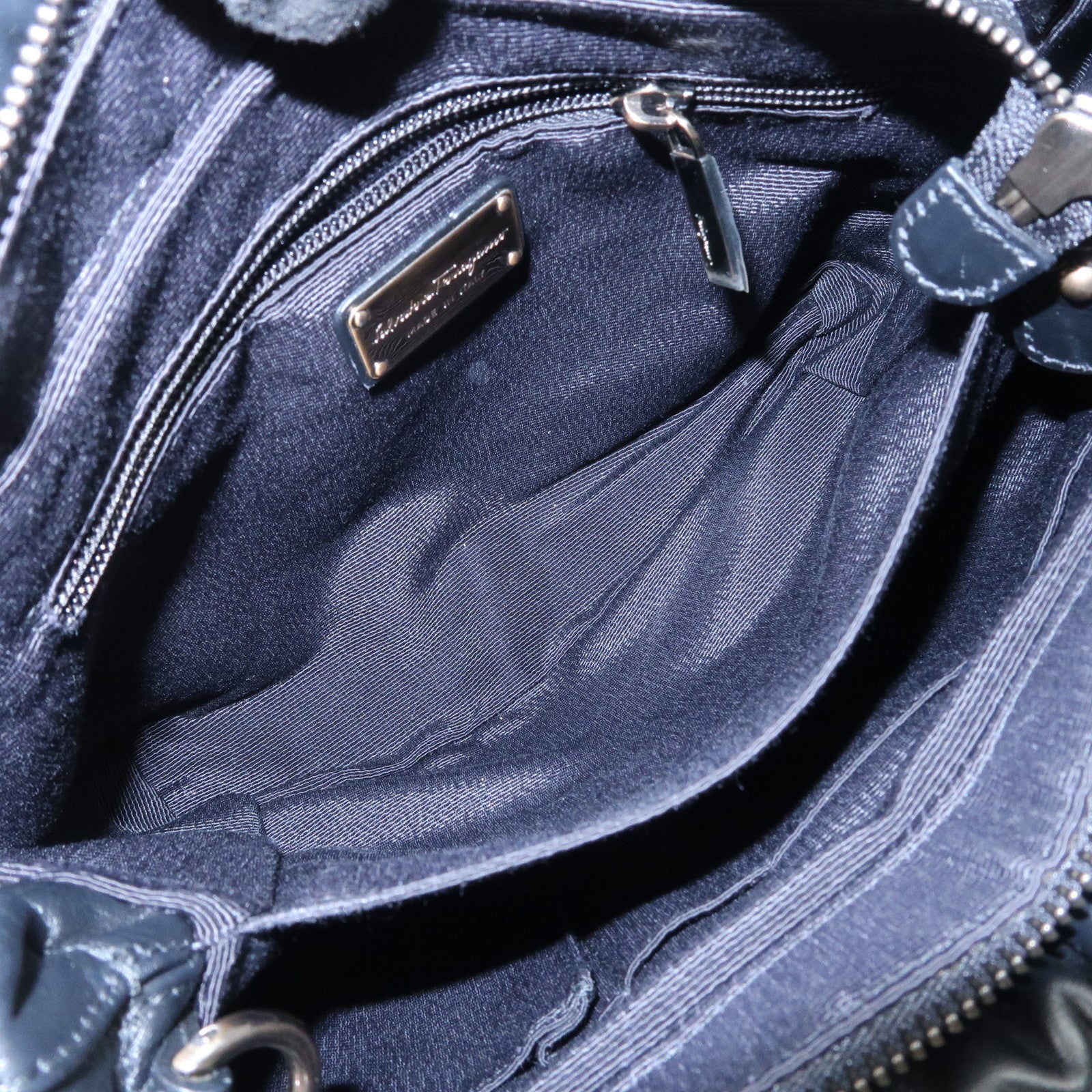 Ferragamo Vara Ribbon Leather 2Way Bag Hand Bag Shoulder Bag Black