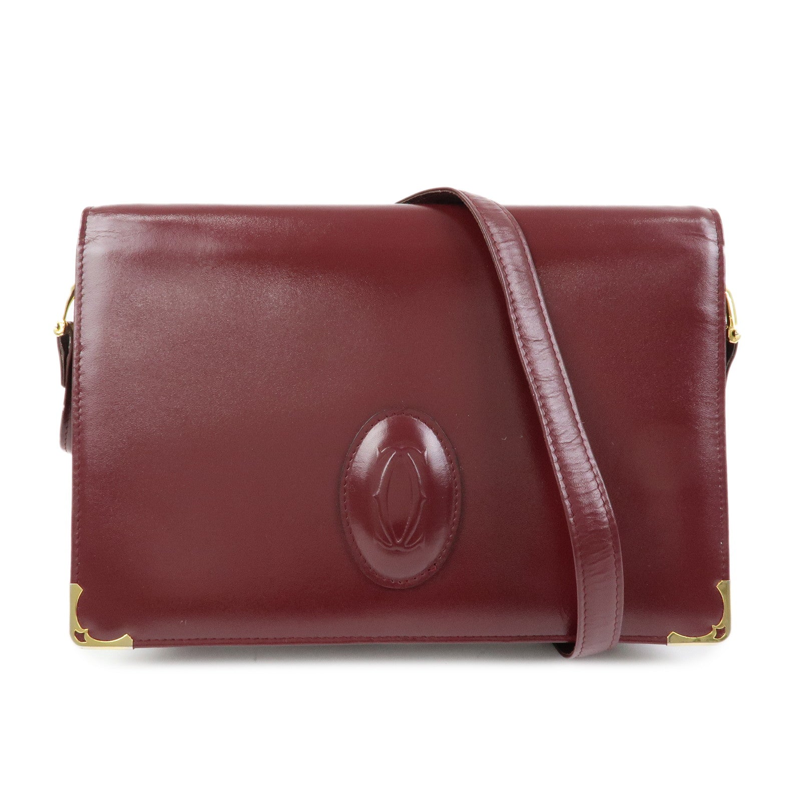 Cartier Must de Cartier Leather Shoulder Bag Crossbody Bag Bordeaux