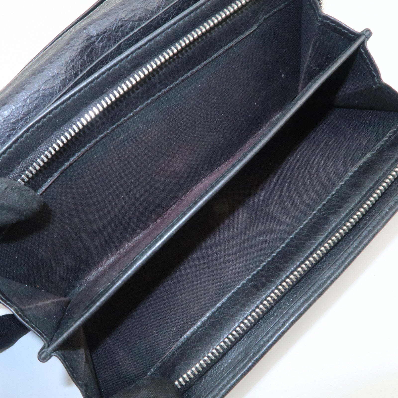 BALENCIAGA Logo Leather Giant Continental Long Wallet Black 253054