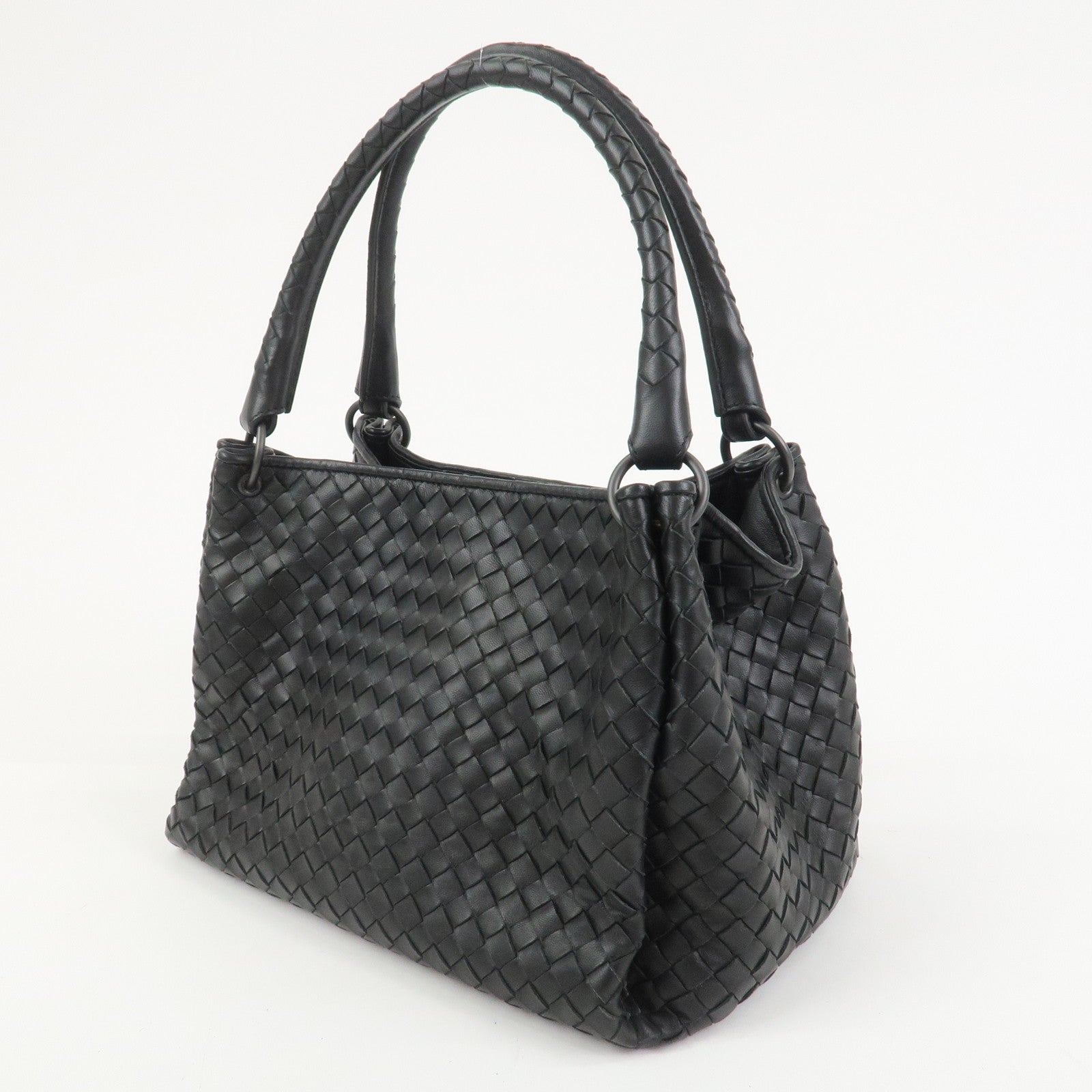 BOTTEGA VENETA Intrecciato Leather Tote Bag Hand Bag Black