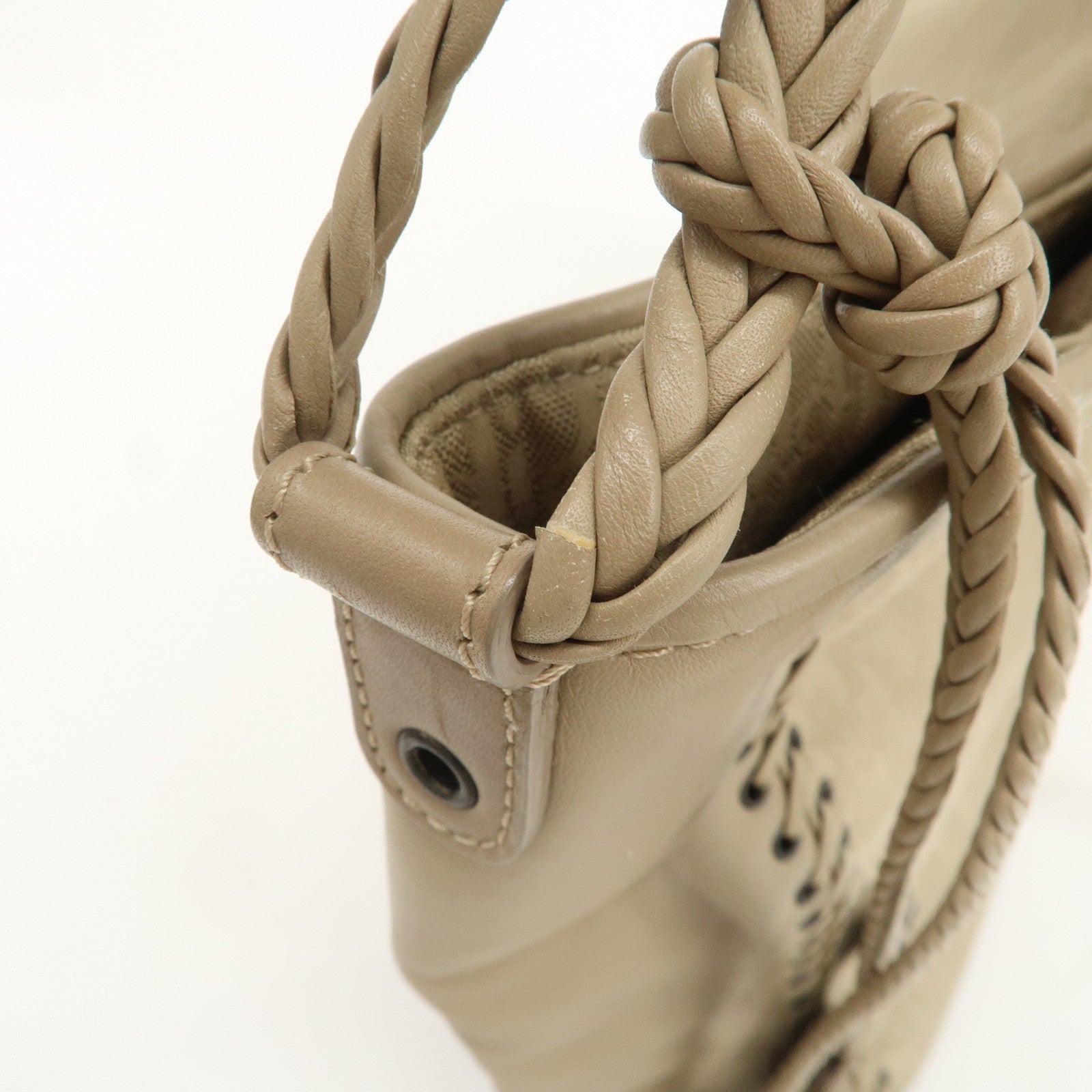 Christian Dior Trotter Nylon Leather Shoulder Bag Hand Bag Beige