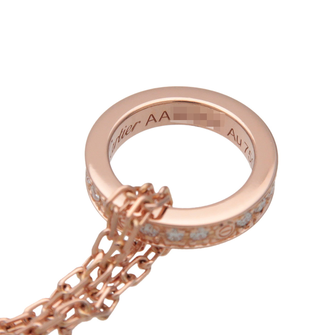 Cartier Love Three Hoop Diamond Necklace K18 750PG Ceramic B3046600