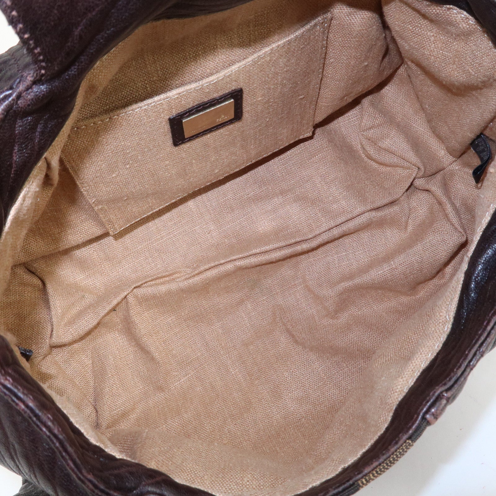 FENDI Zucca Mini Spy Canvas Leather Hand Bag Brown Black 8BR589 Used