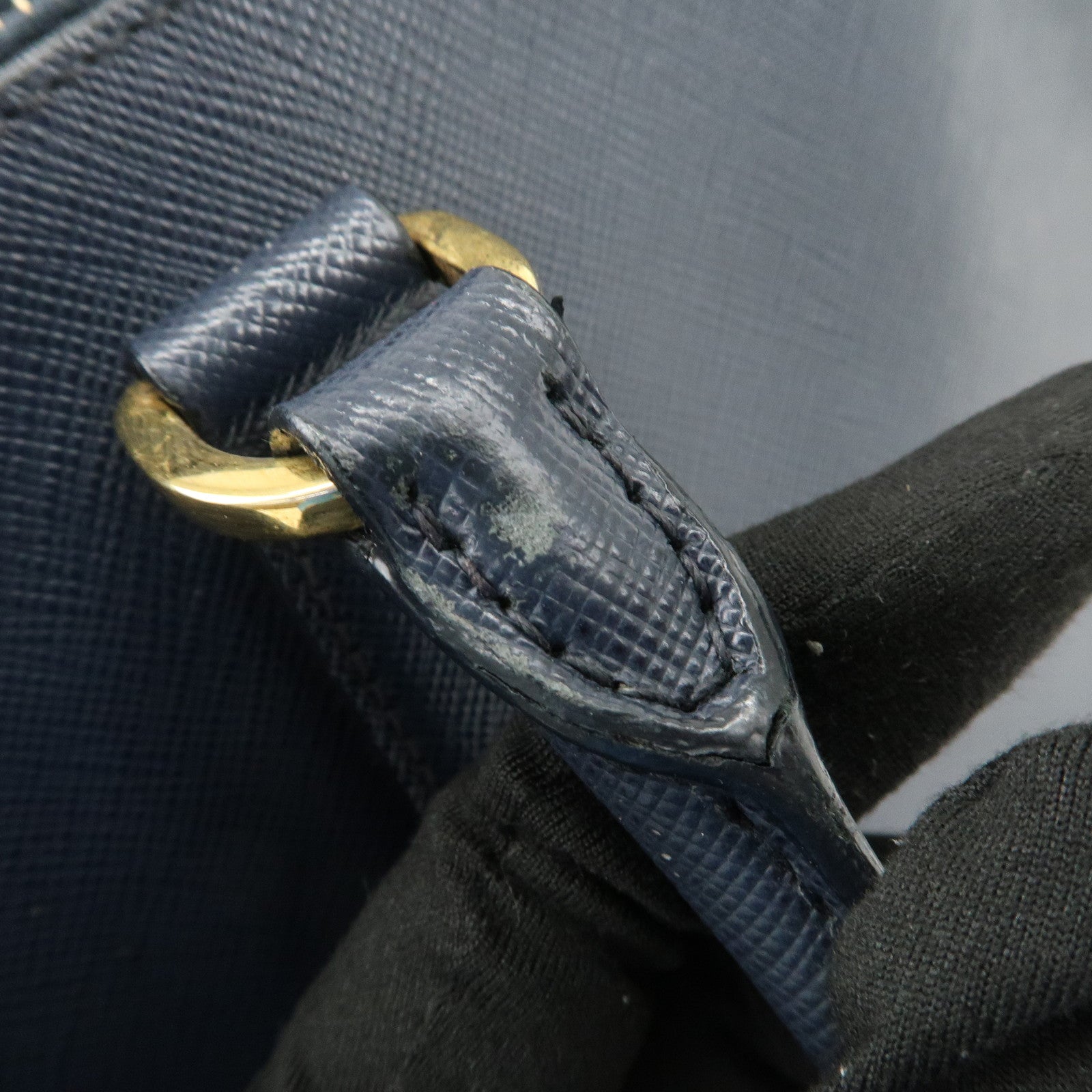 PRADA Galleria Saffiano Leather 2Way Bag Hand Bag Navy BN2274